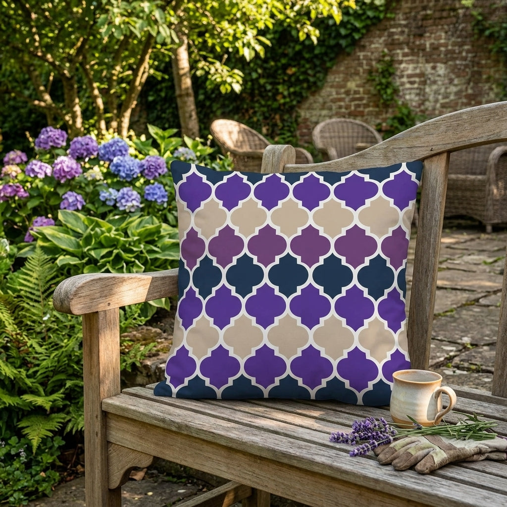 Water-Resistant Decorative Cushion Covers Outdoor Printed Cushion Cover Garden Pillow Protector - Lantern Violet