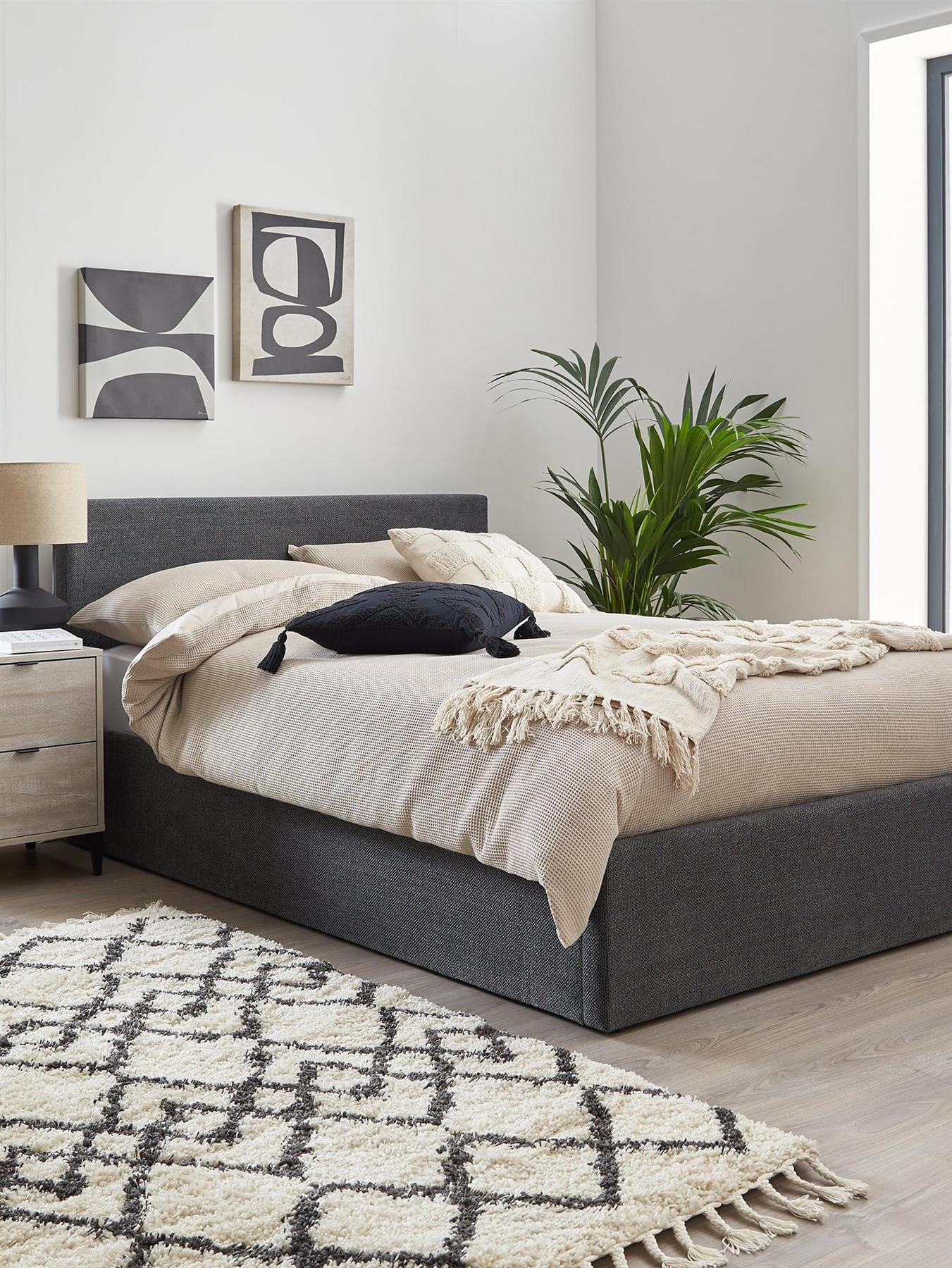 Porto End Lift Up Storage Ottoman Small Double Bed Frame Dark Grey