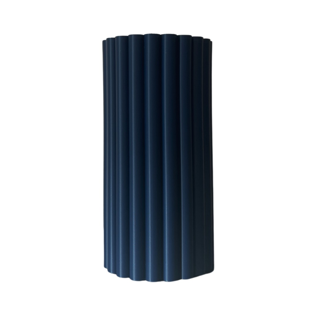 Terra Ribbed Vase - Large Navy Blue