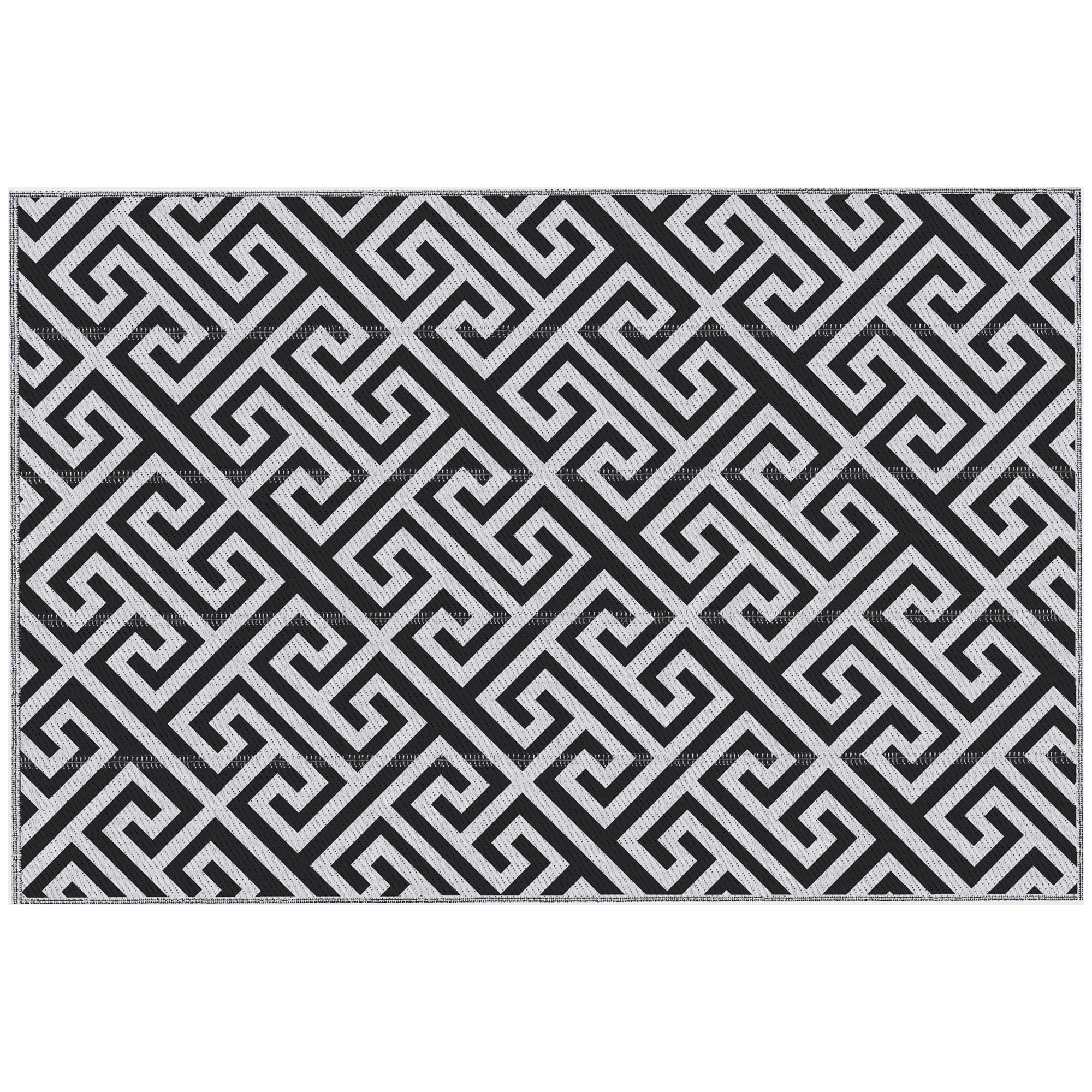 MCL x xft Outdoor Rug Reversible Mat Plastic Straw Rug Portable RV Camping Mat for Garden Deck Picnic Indoor, Black &