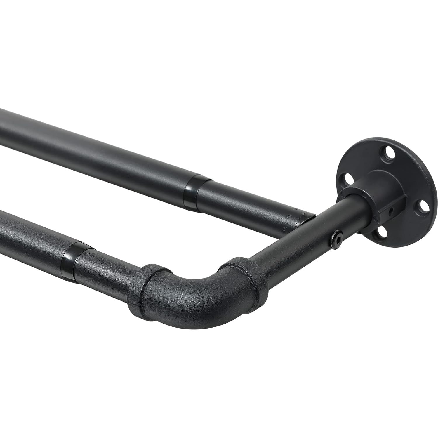 Harrms Double Curtain Pole Black Extendable Rod for Eyelet Curtains
