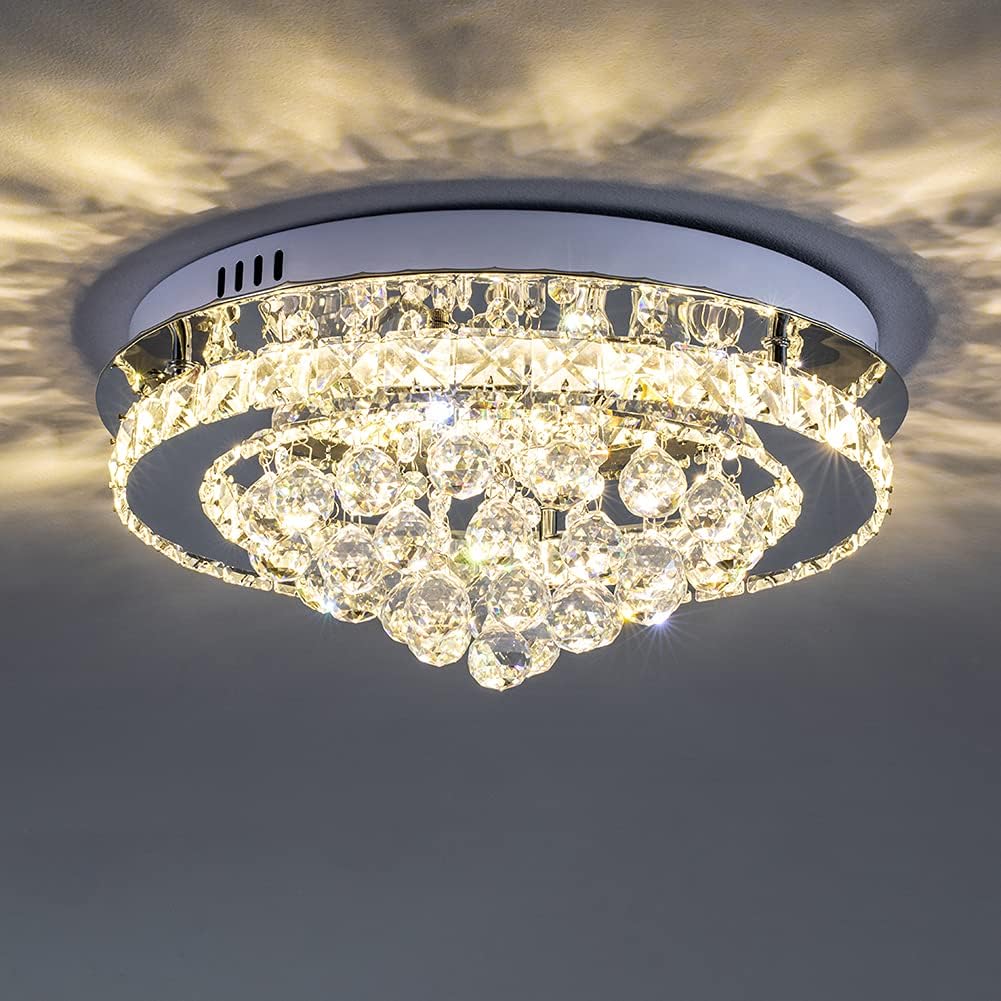 W Dimmable Crystal LED Ceiling Light with Remote, K-K