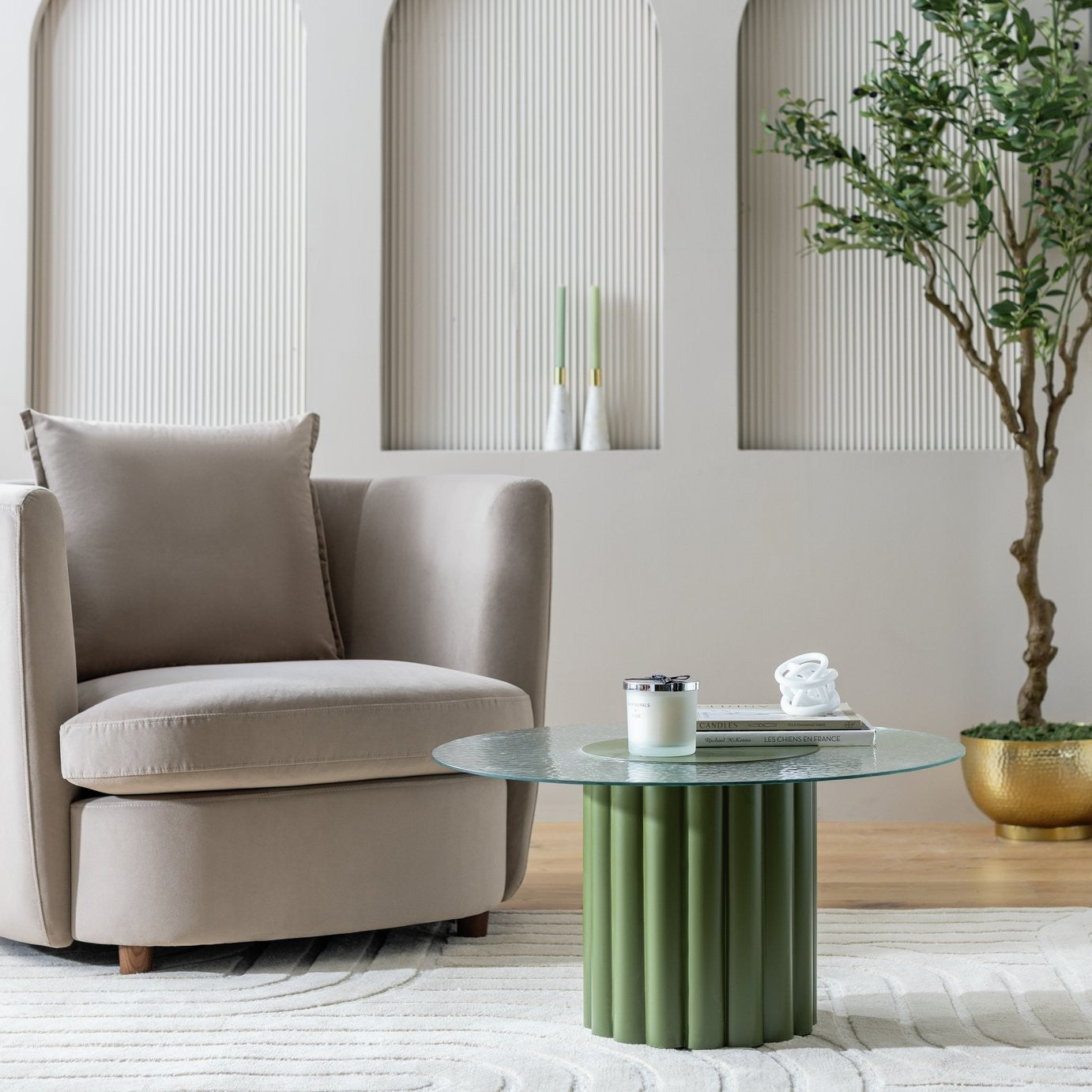 Cicely Round Coffee Table Green Modern Living Room Furniture