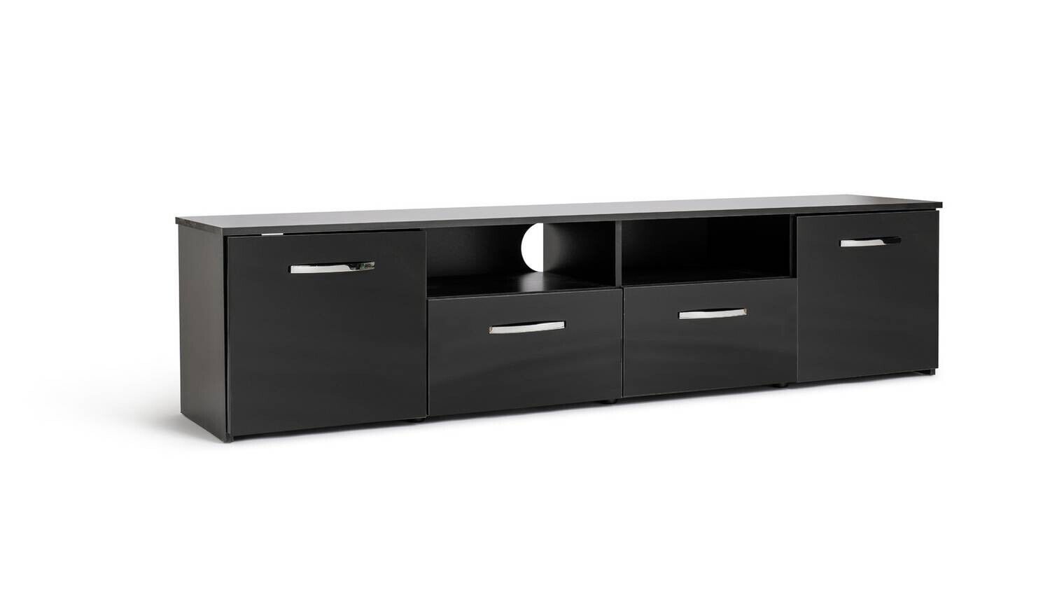 Hayward Door TV Unit Black Gloss Media Storage Cabinet Modern Living