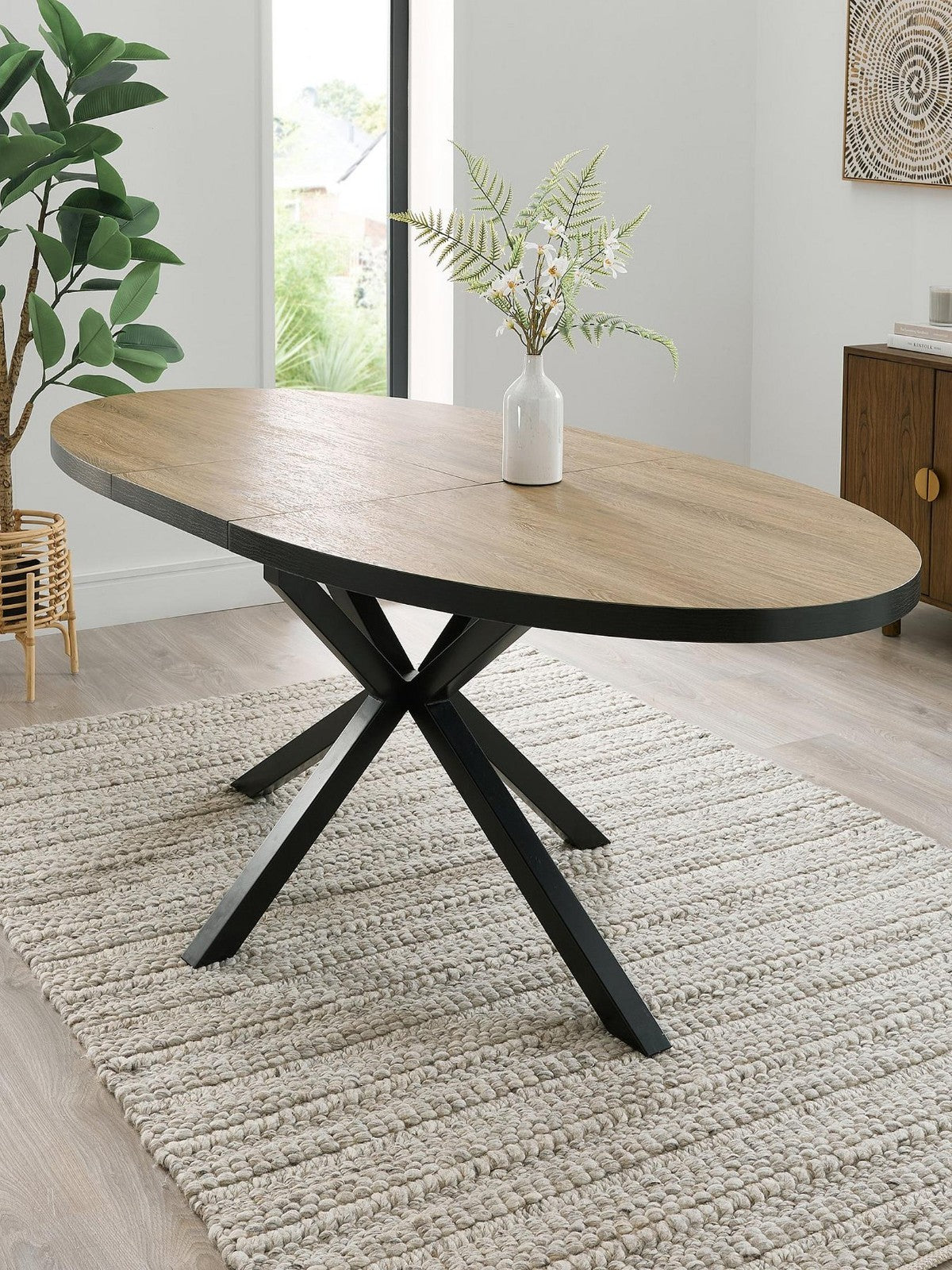 Oslo Extending Dining Table Oak & Black | -