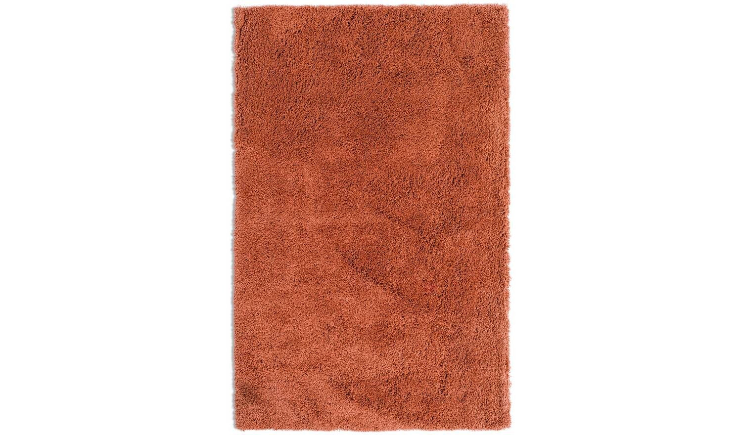 Noodle Plain Terracotta Shaggy Rug x Living Room Bedroom Floor