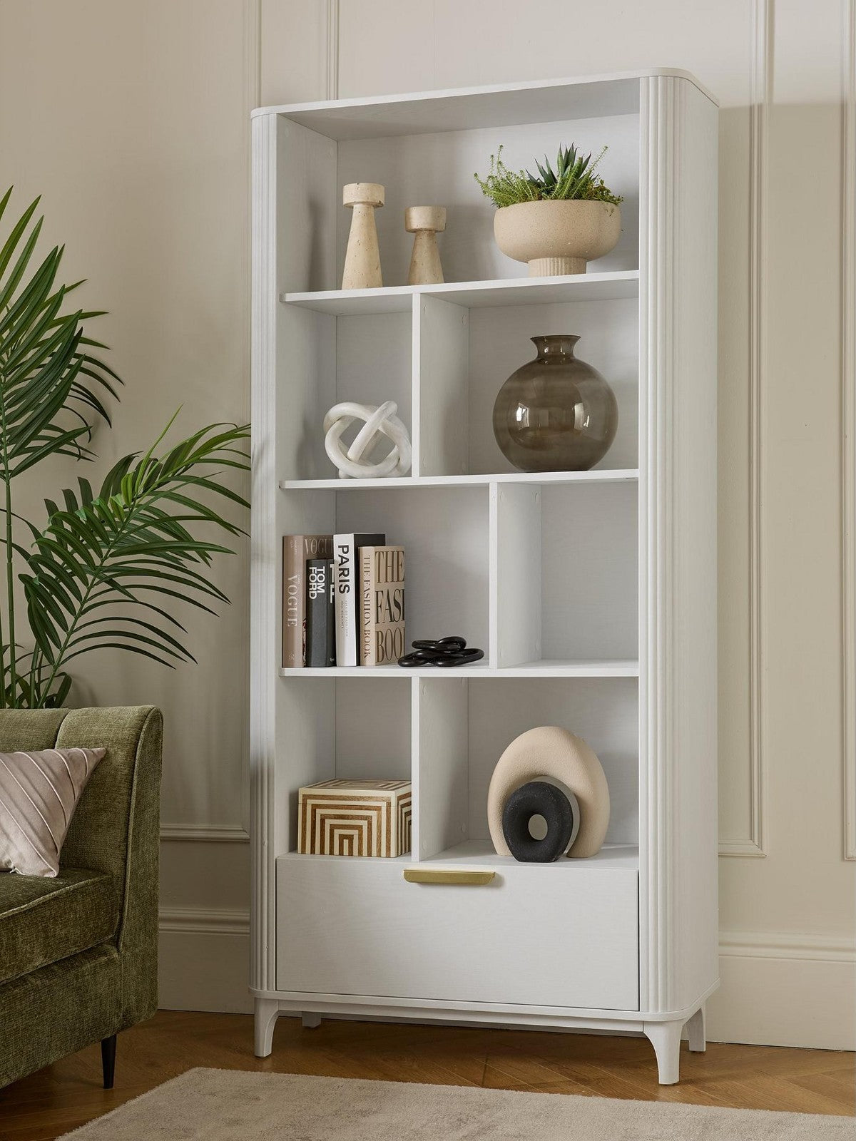 Carina Drawer Bookcase White Storage Cabinet Bookshelf Study Office Furniture