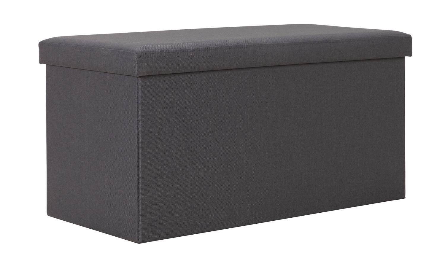 Medium Fabric Ottoman Grey Storage Footstool Living Room Furniture Pouffe