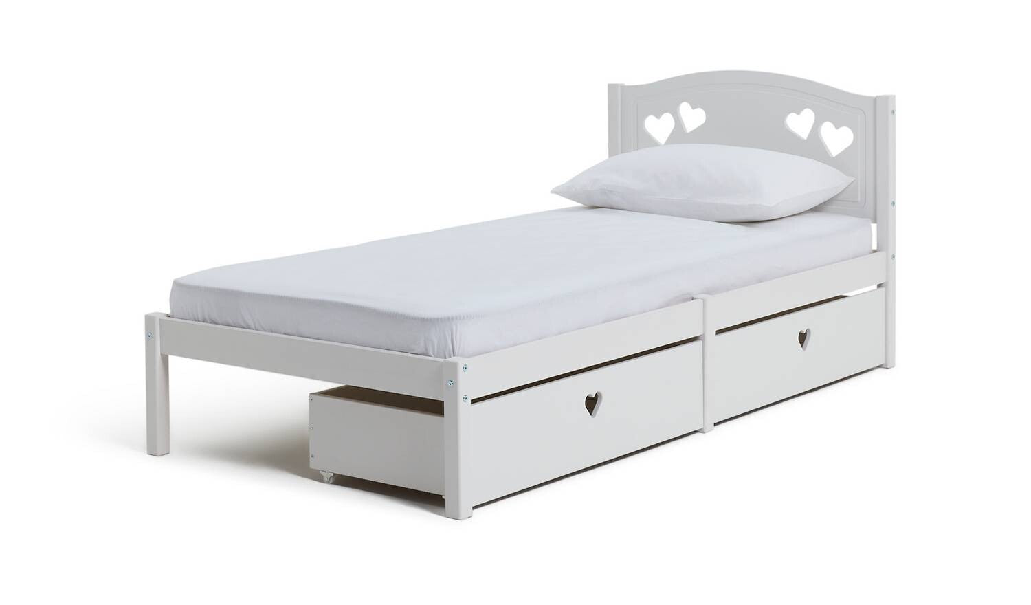 Mia Single Bed Frame with Drawers White Modern Bedroom Furniture Storage