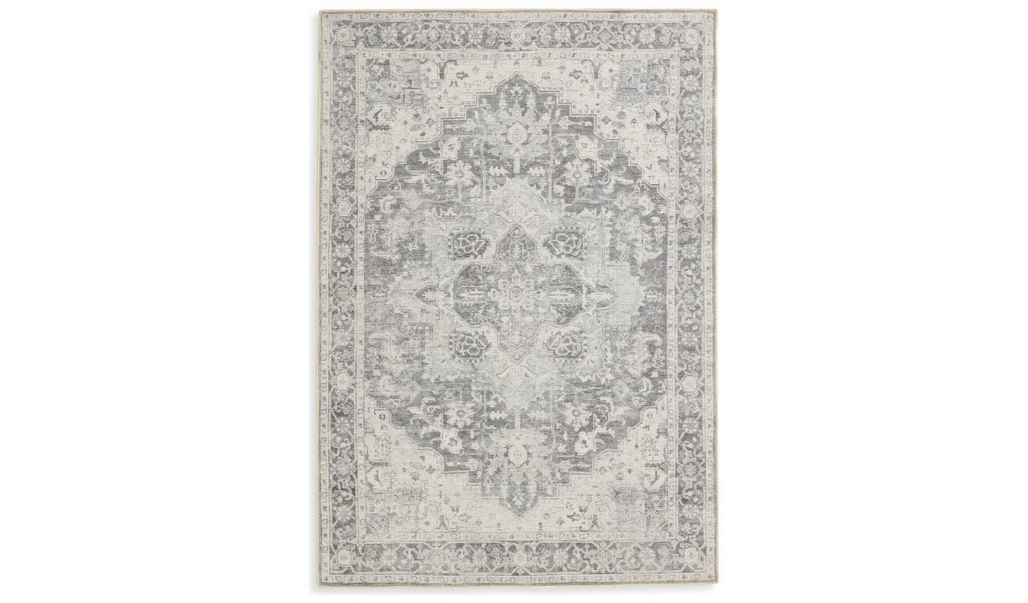 Vintage Effect Grey Flatweave Rug x Distressed Living Room Floor