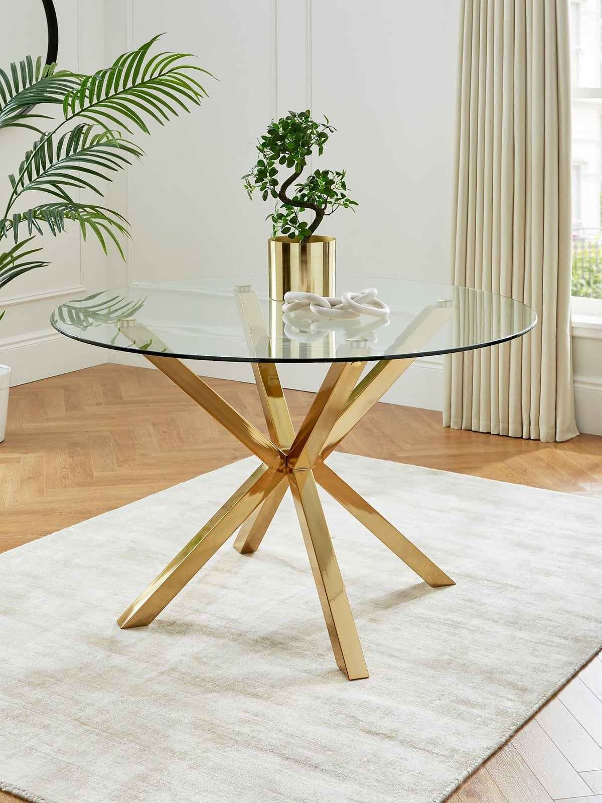 Chopstick Round Dining Table Brass Kitchen Breakfast Bistro