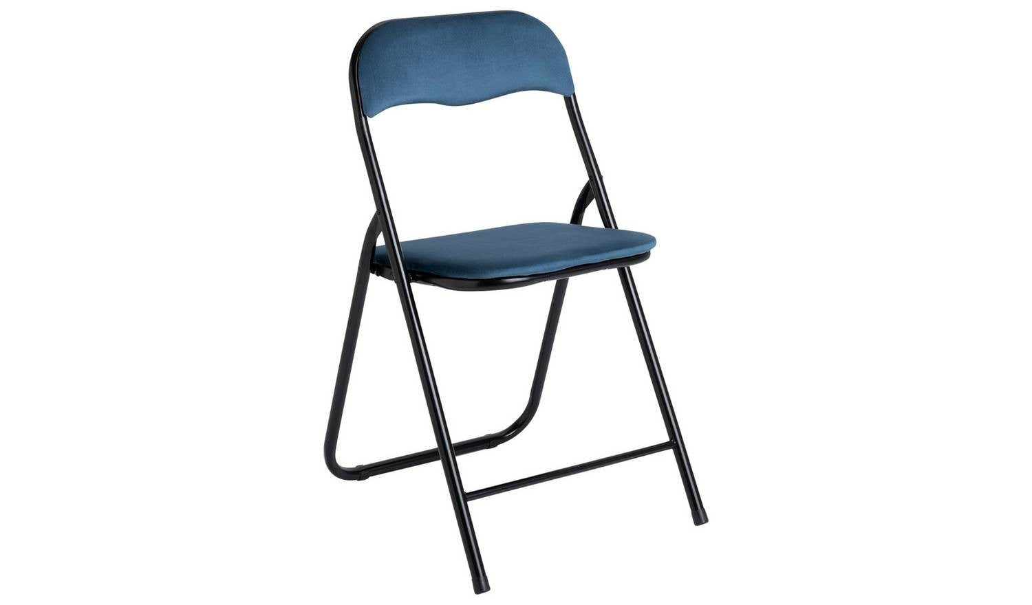 Nyla Velvet Folding Dining Chair Blue Modern Kitchen Furniture Portable