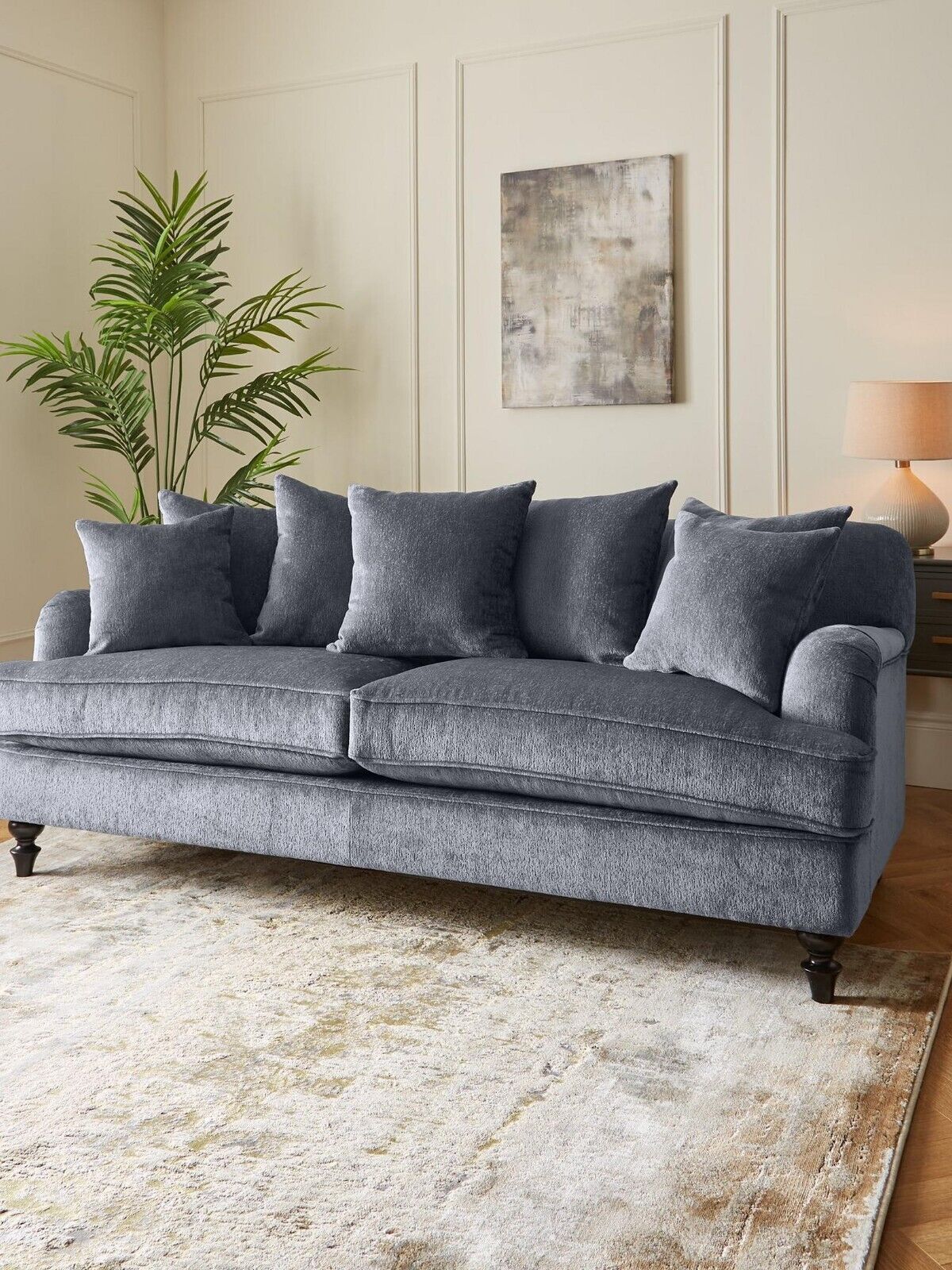 Ginny Fabric Seater Scatter Back Sofa Grey Stylish and Comfortable Living Room