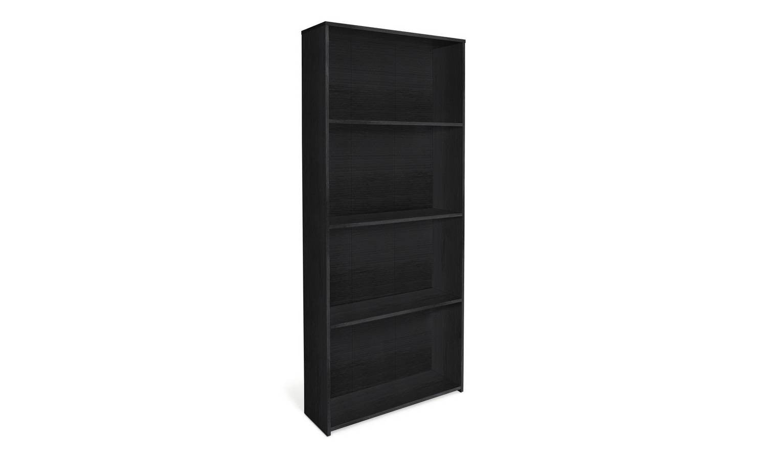 Malibu Wide Wood Effect Bookcase Black Storage Organiser Shelf Living