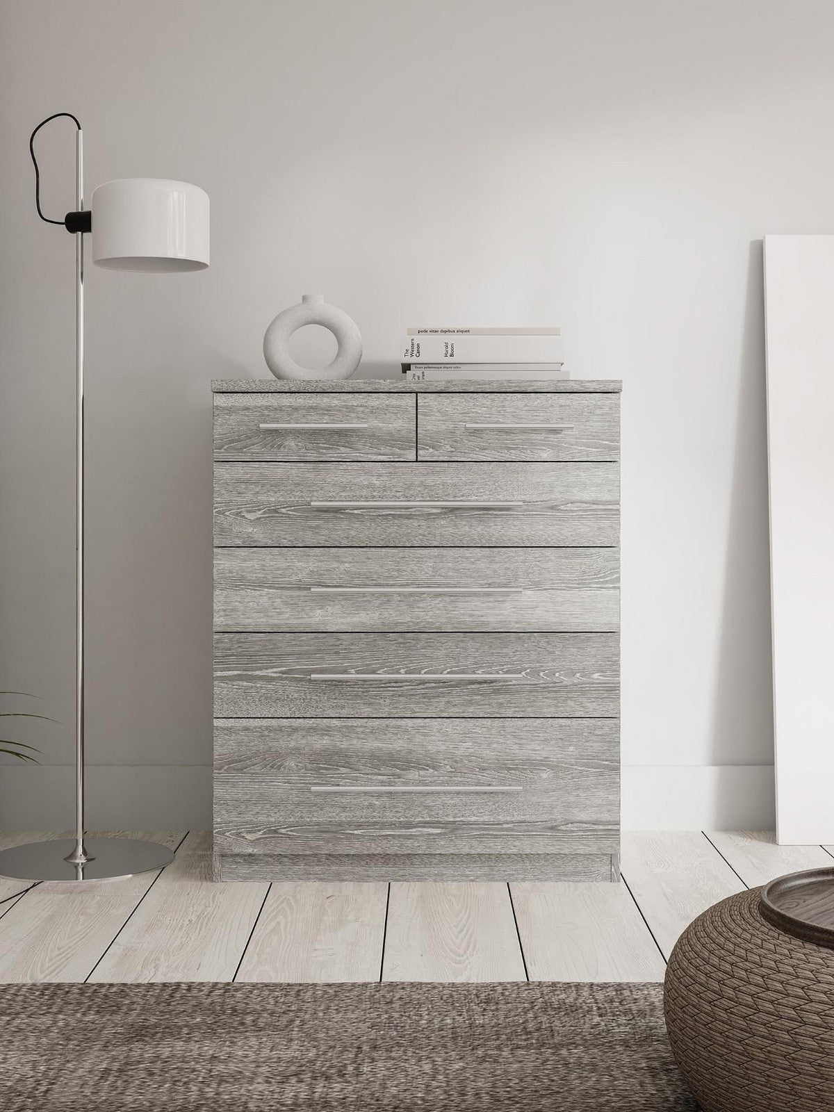 Prague Chest of Drawers Large + Small Grey | Bedroom Storage