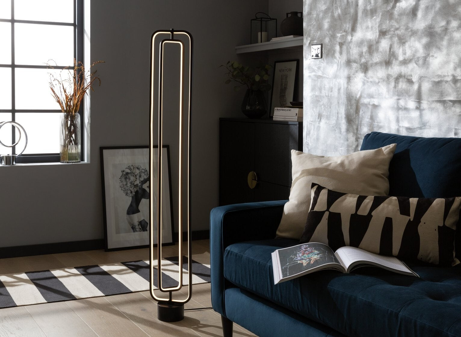 Sio LED Floor Lamp Black Modern Reading Light Living Room