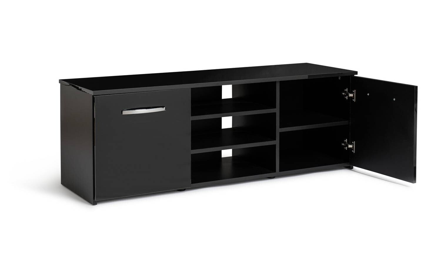 Hayward Door Small TV Unit Black Gloss Media Stand Storage Cabinet
