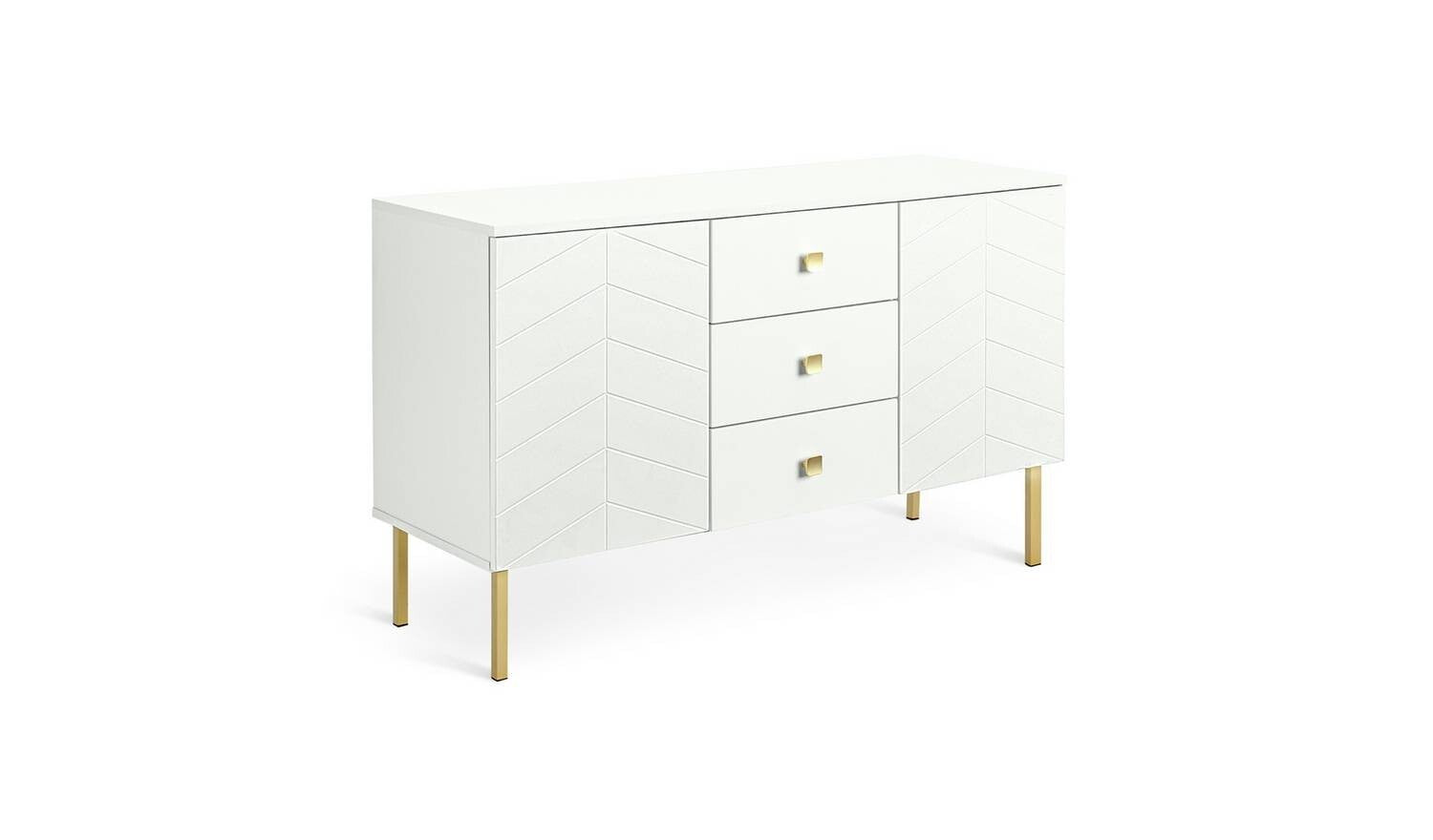 Kyler Door Drawer Sideboard White Storage Cabinet Living Room