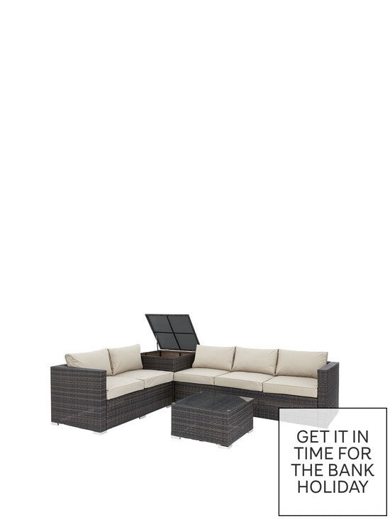 Coral Bay -Seater Corner Garden Sofa with Storage and Table Stylish Outdoor Set