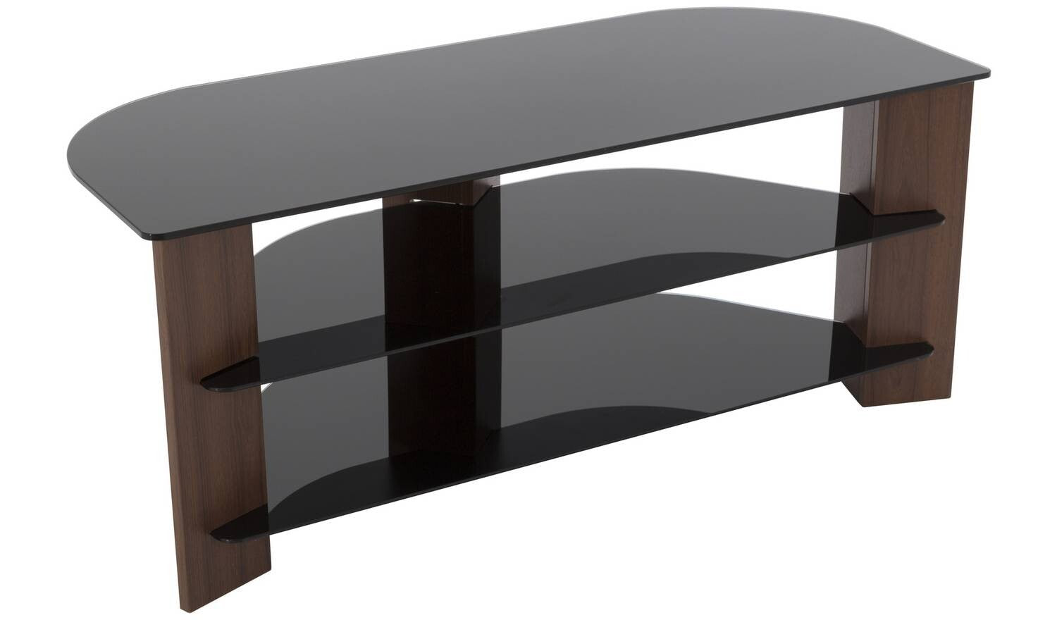 AVF Up To Inch TV Stand Black Glass and Walnut Effect With Shelves