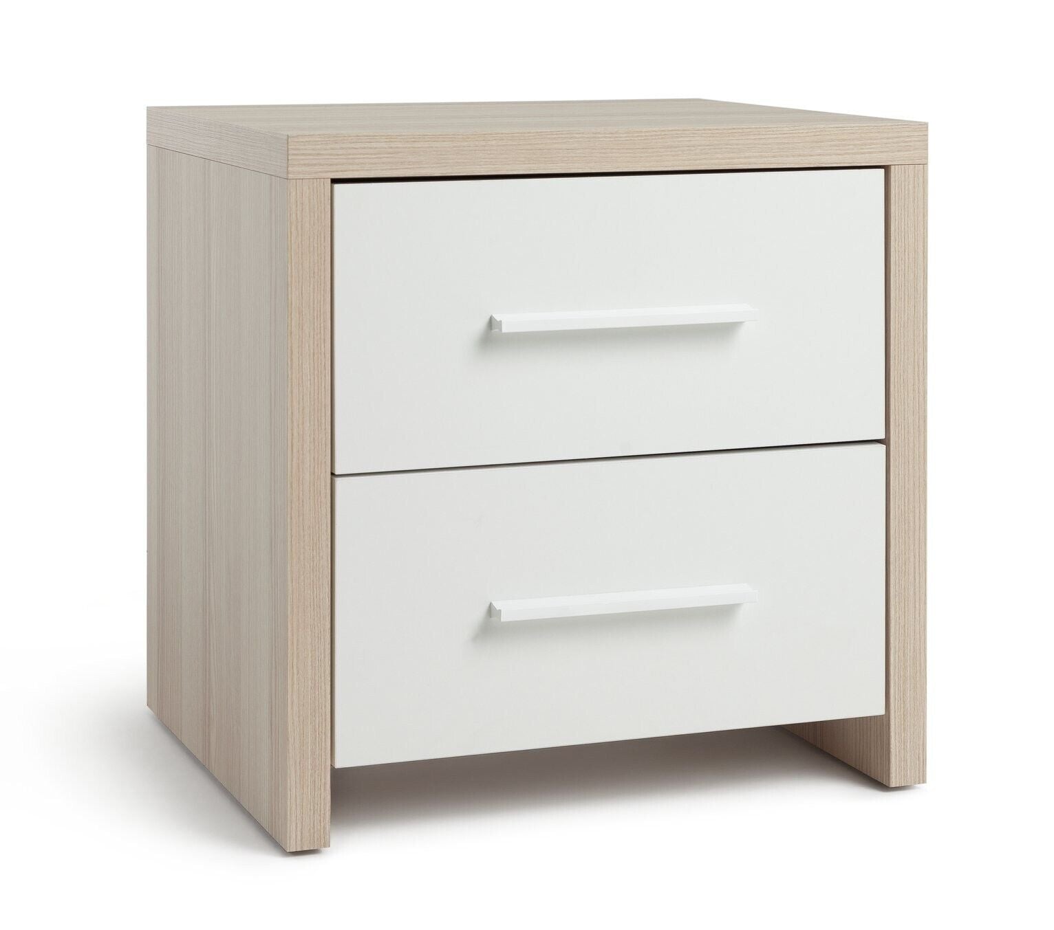 Broadway Drawer Bedside Table OakWhite Compact and Stylish Bedroom Storage