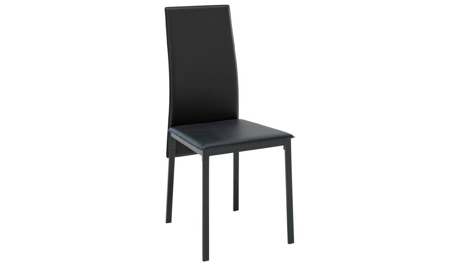 Lido Pair of Faux Leather Dining Chair Black Modern Kitchen Furniture