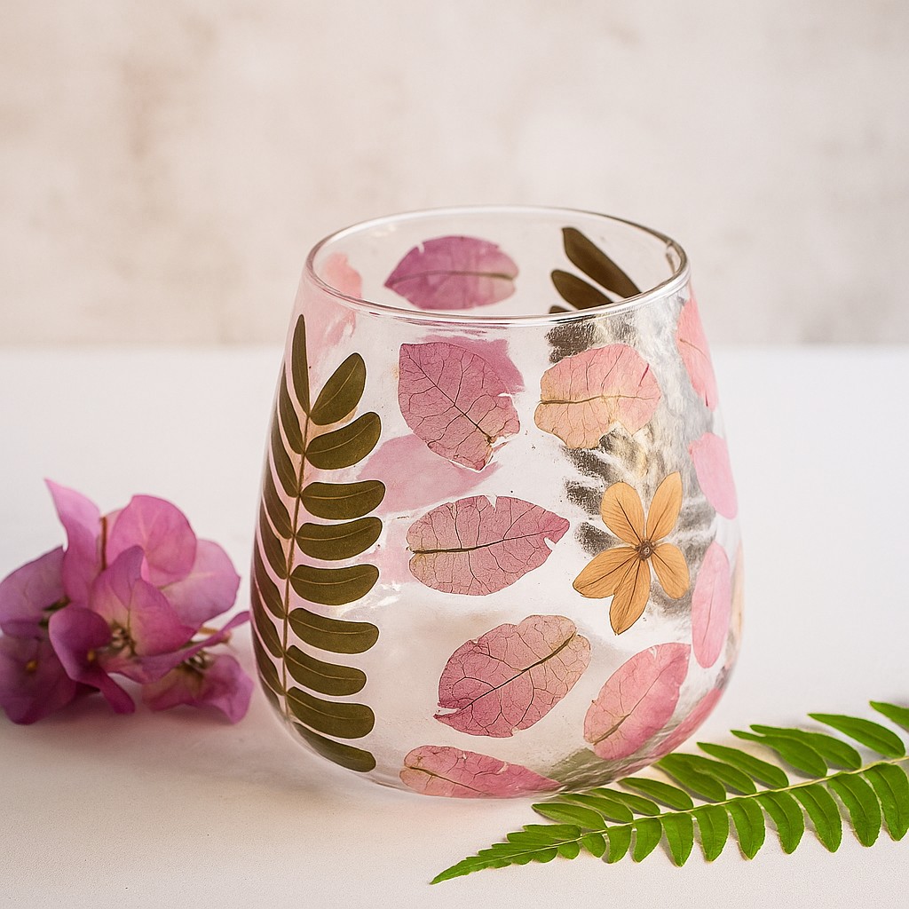 Botanical Recycled Glass Tealight Candle Holder Vase x