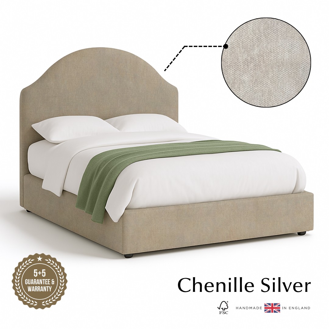 Elara Ottoman Storage Bed - Single Chenille Silver