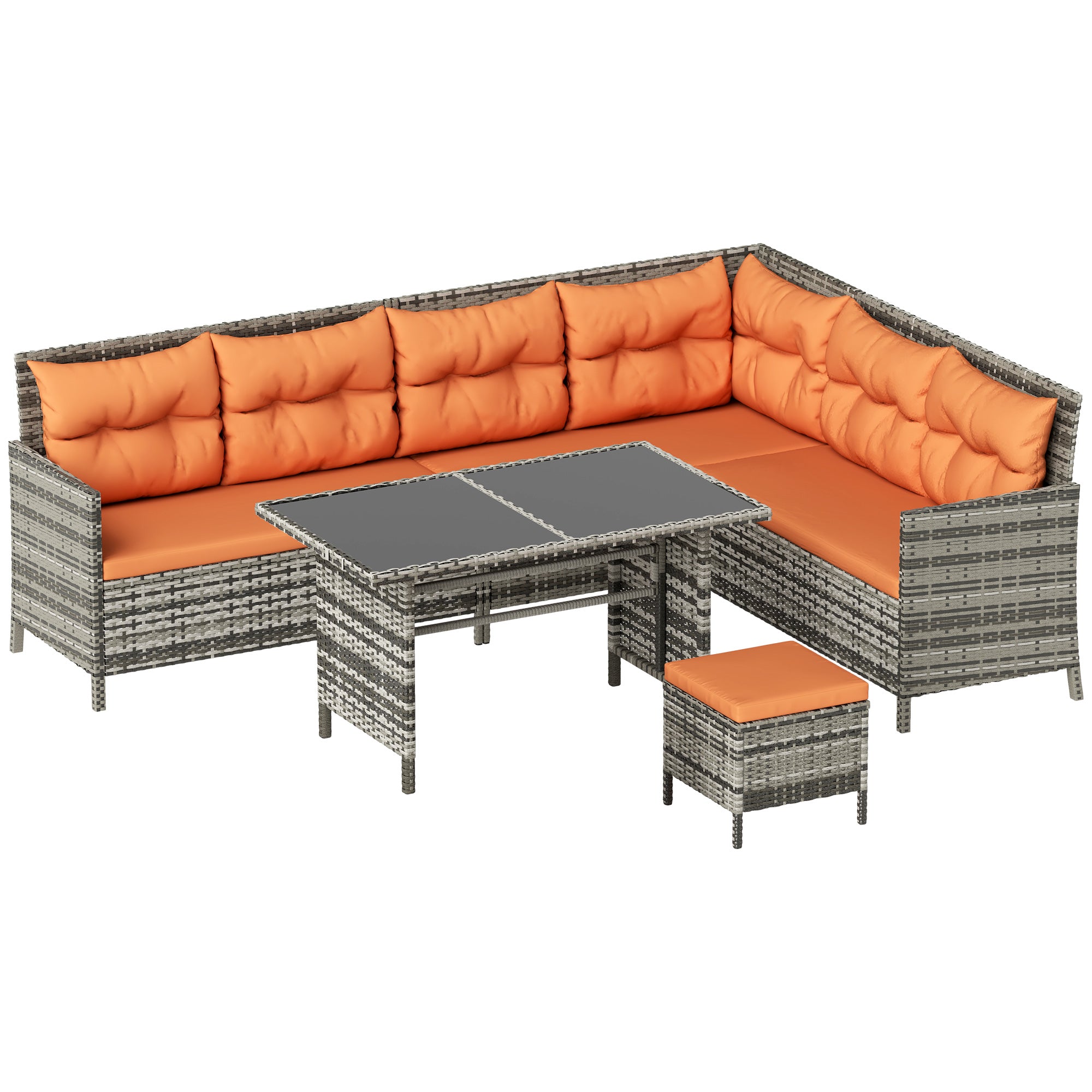 Outsunny PCs Patio wicker Sofa Set Rattan Chair Furniture, Orange