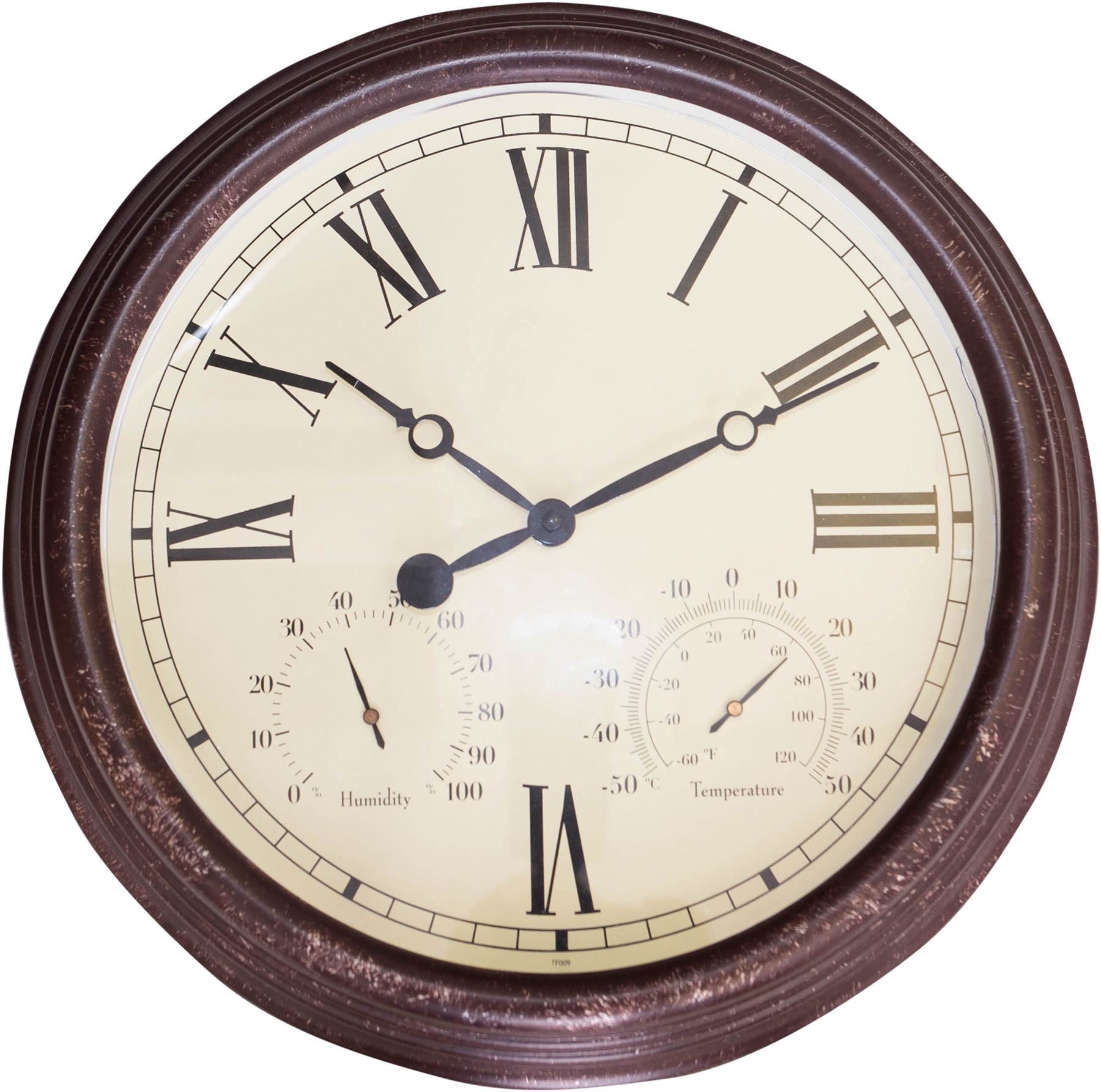 Vintage Style " Outdoor and Indoor Garden Wall Clock with Thermometer and Humidity Hygrometer