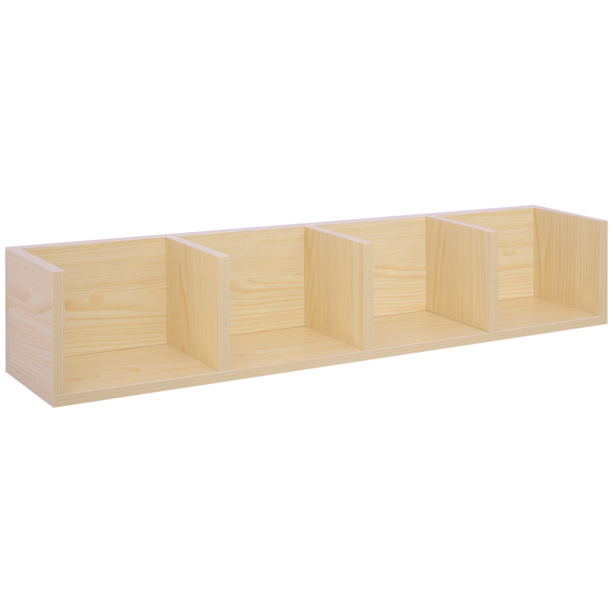 MCL Wall Mount CD DVDBlu-ray Media Storage Rack Cubes Wooden Shelf Organizer Unit Bookcase Display, Natural Wood Finish
