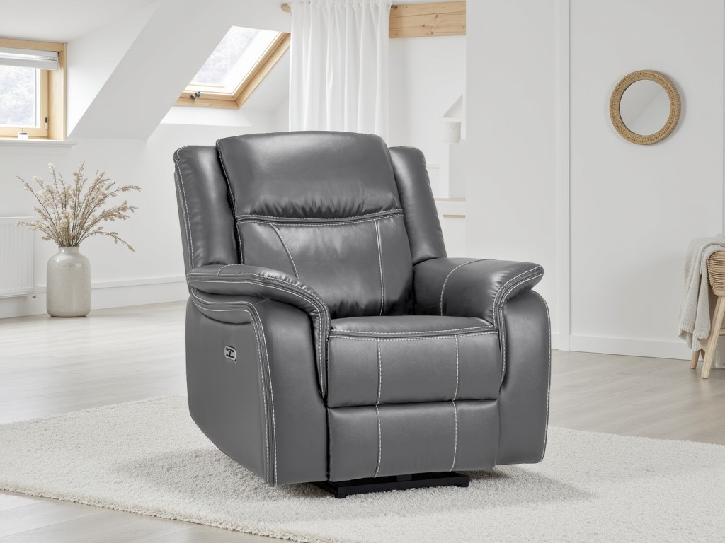 Galaxy Tech Electric Recliner Armchair: B Ports, Cup Holders, Storage, Leather