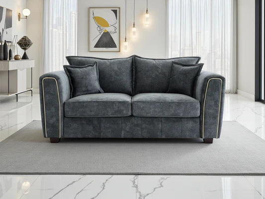 Serena Seater Sofa: Modern Quilted Design, Chic Metal Trim Accents