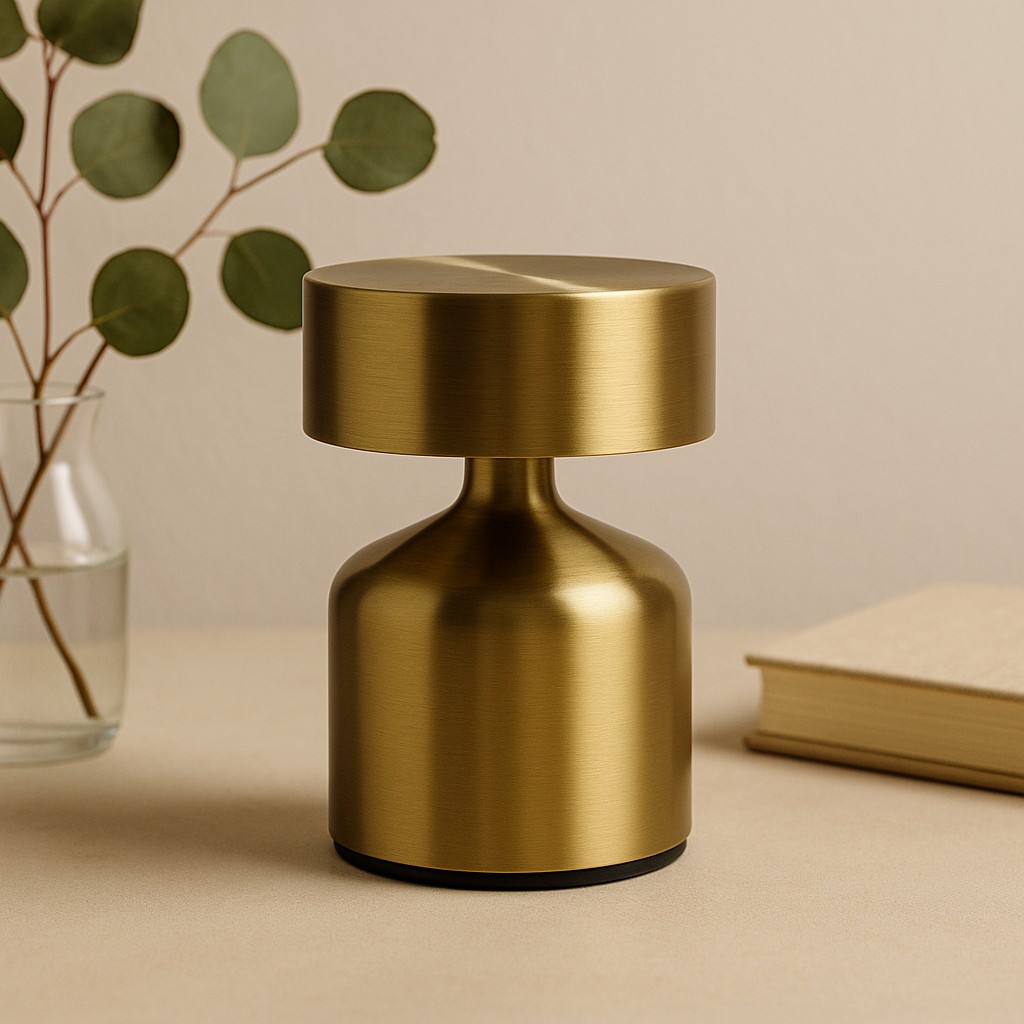 Bronze Mushroom Touch Table Lamp, B-C Rechargeable
