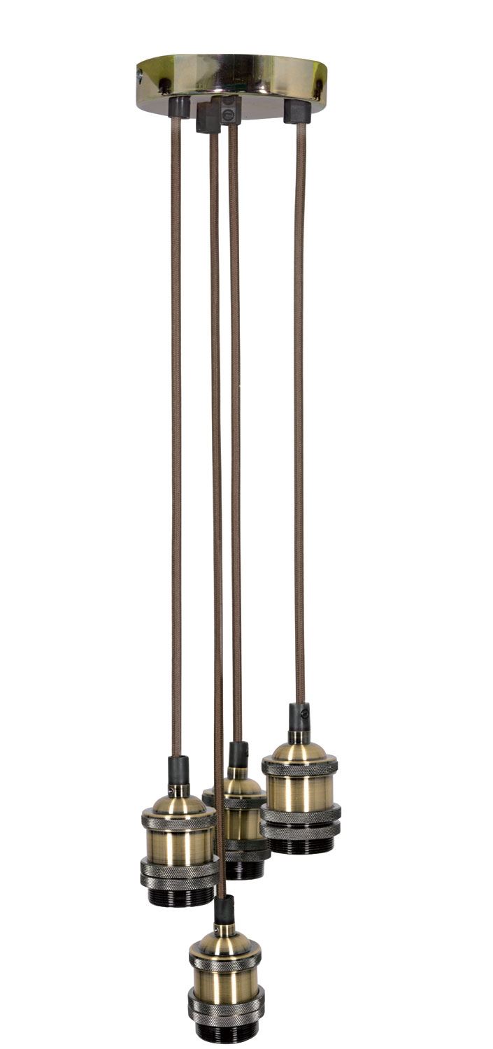 Lyyt Vintage Style Quad Pendant Cord Light Set with E Edison Fitting