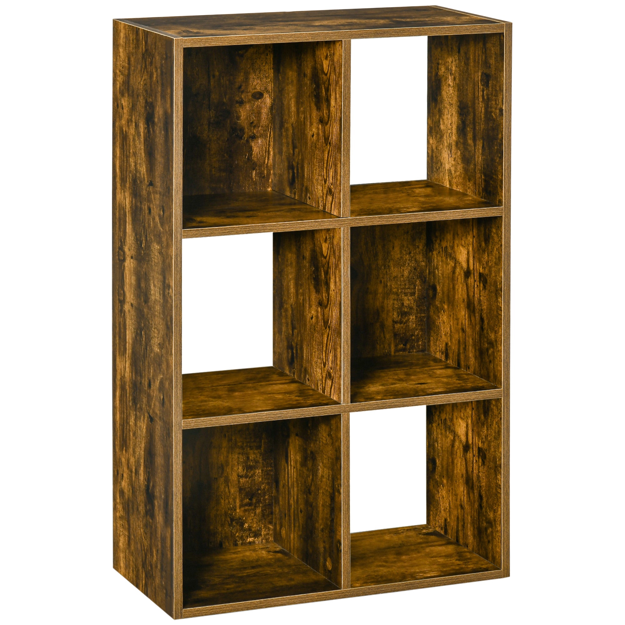 MCL Industrial Style Storage Shelf, Bookcase, Bookshelf with Compartments, Freestanding Shelving Unit for Living Room, Home Study, Rustic Brown