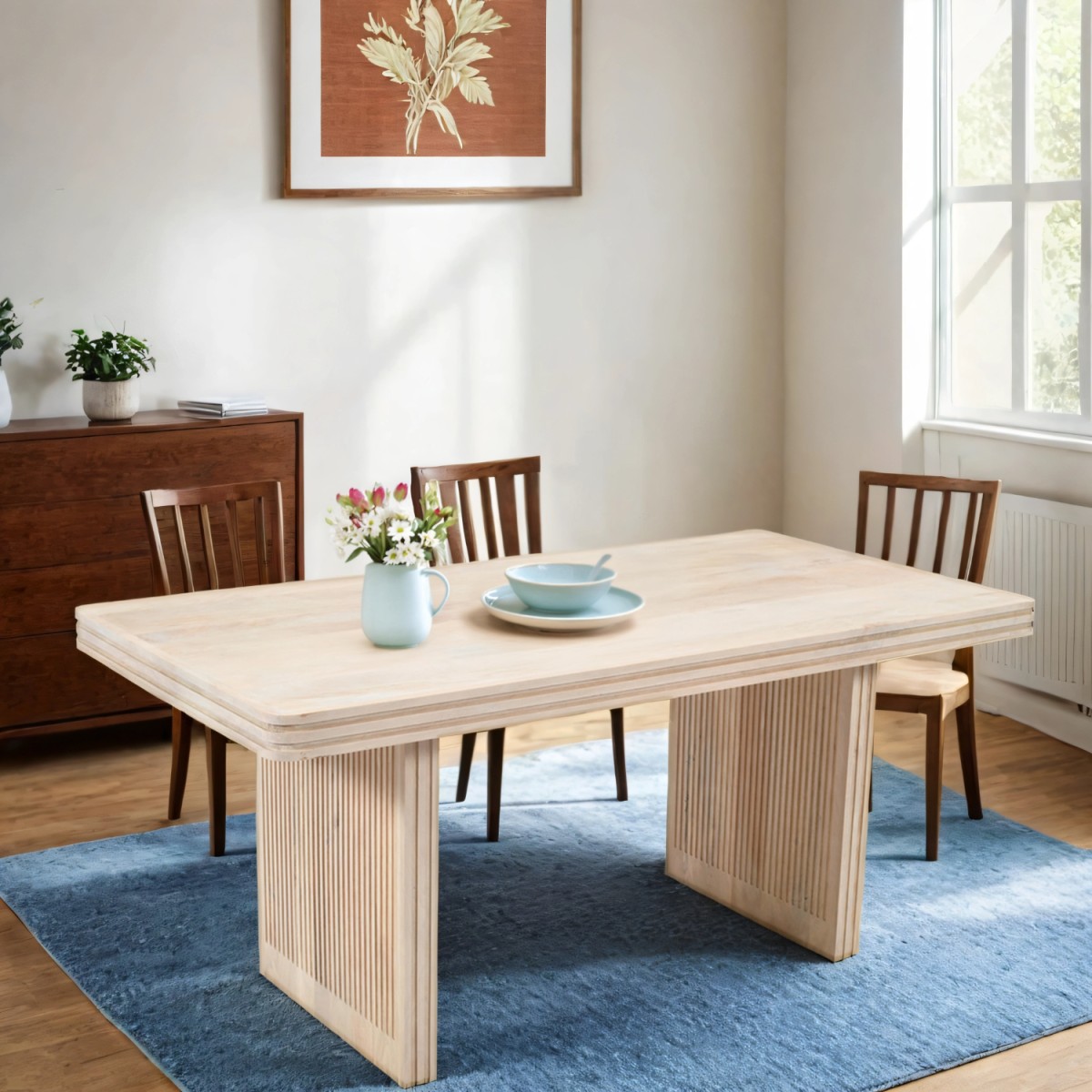 Hudson Carved Mango Wood Dining Table Seater