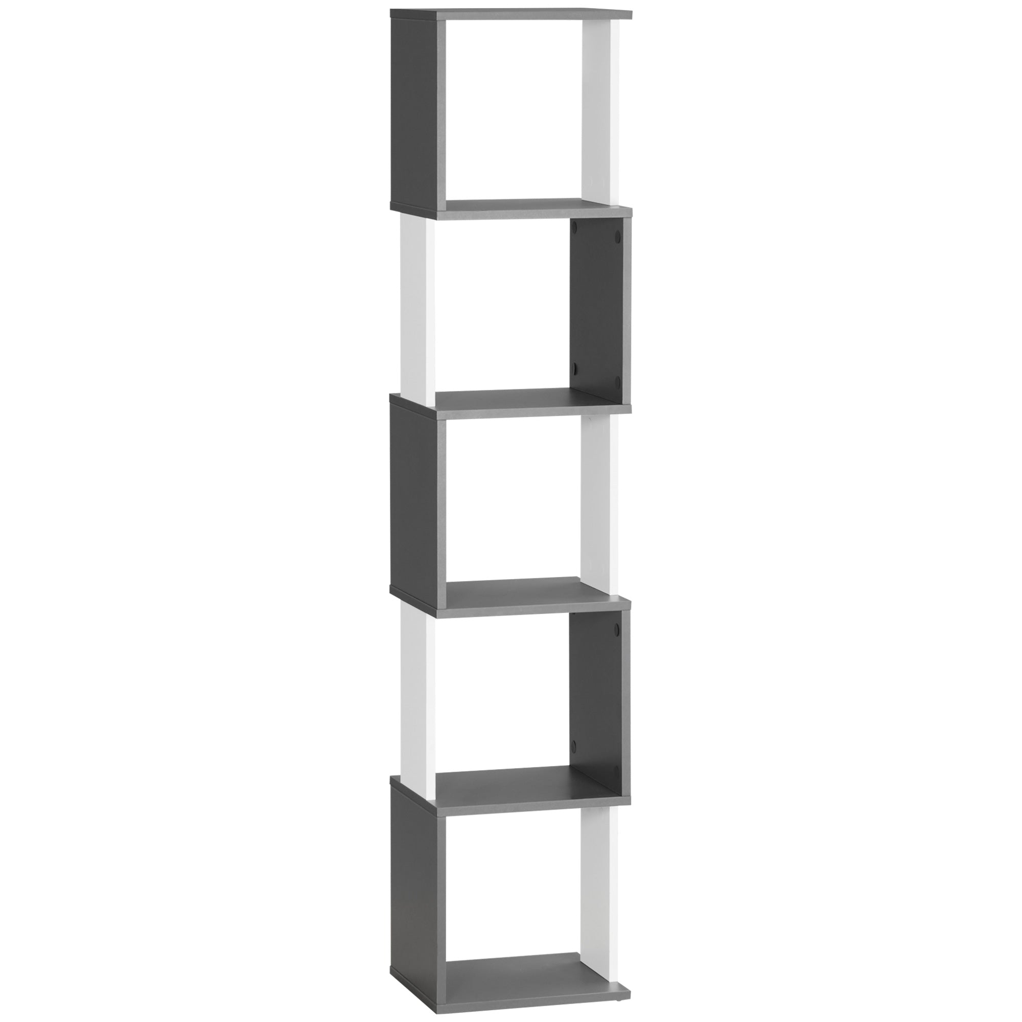 MCL Modern -Tier Bookshelf, Freestanding Bookcase Storage Shelving for Living Room Home Office Study, White and Dark Grey