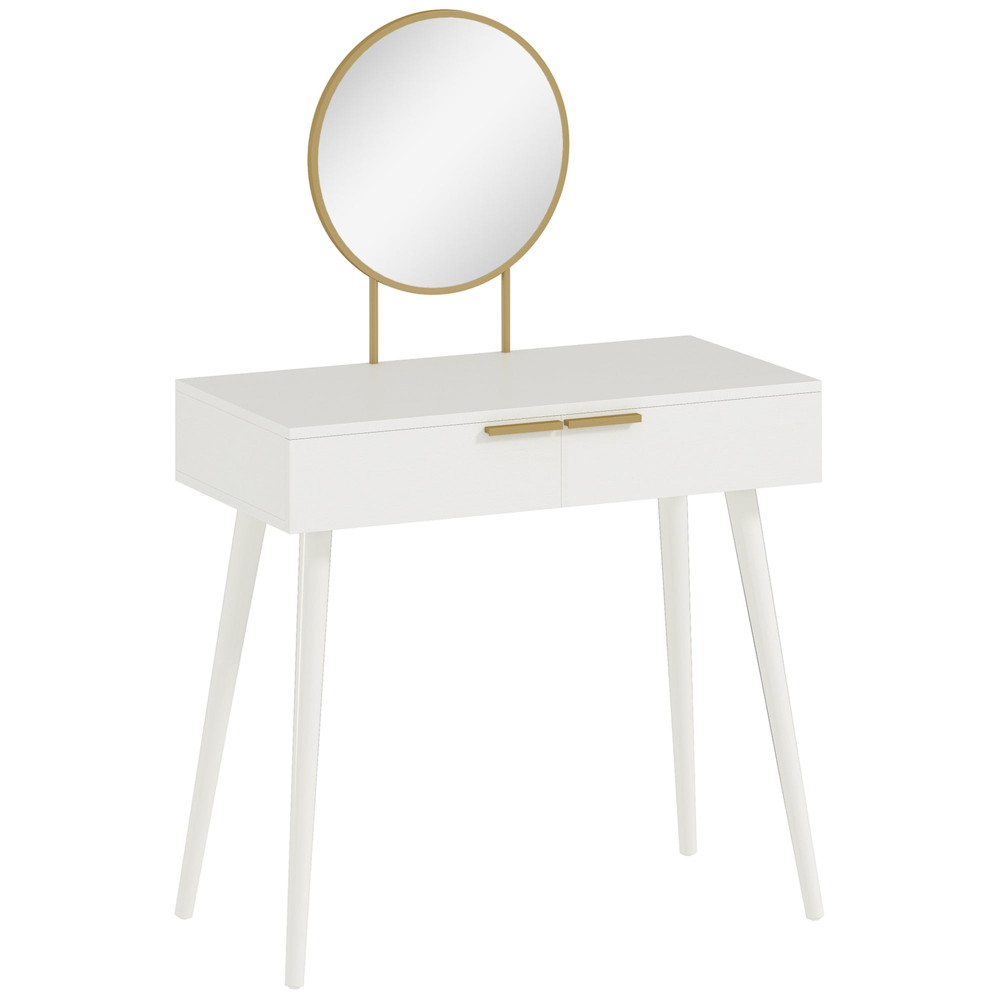 MCL Elegant Dressing Table, with Round Mirror, x x - White