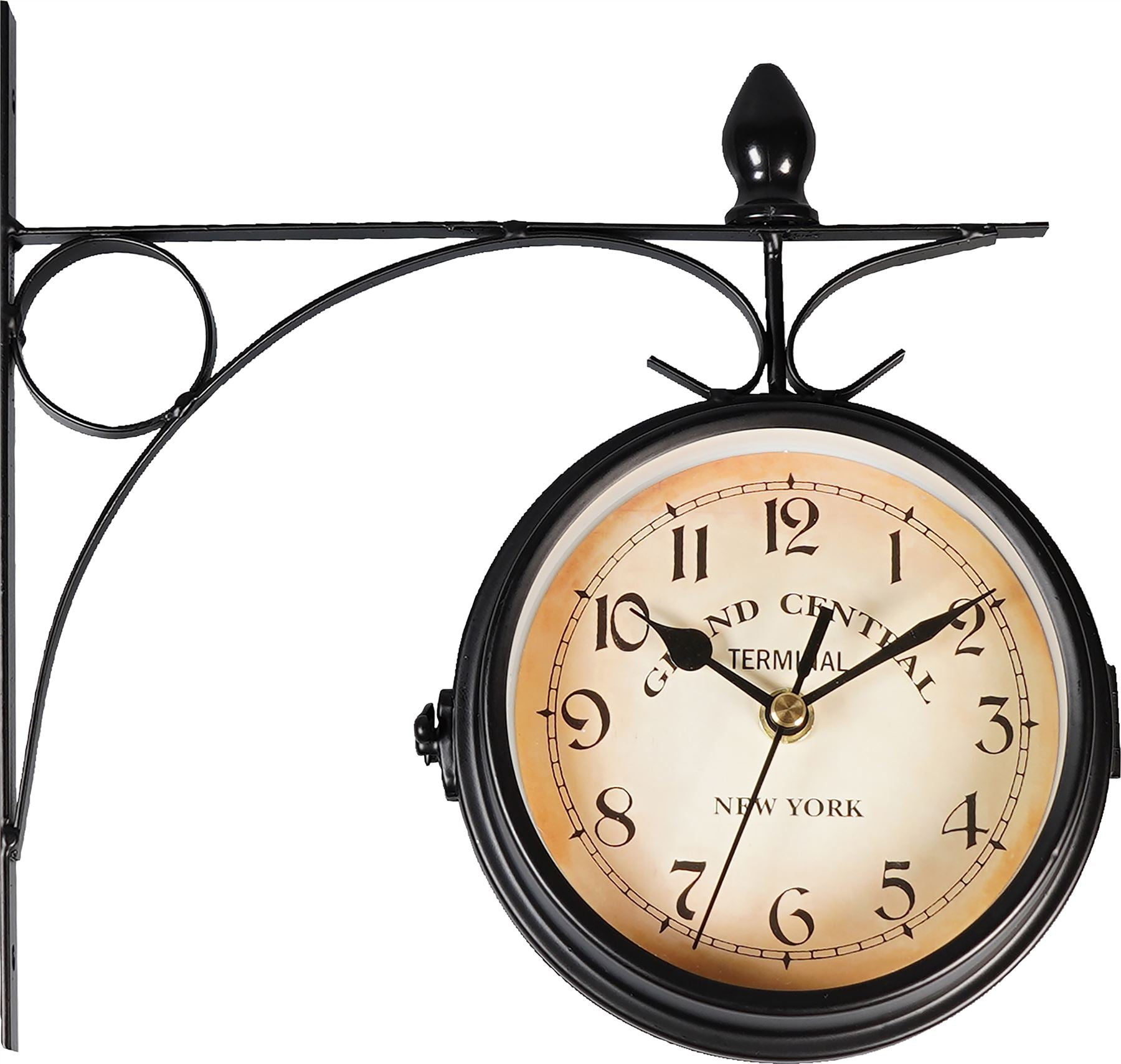 Double Sided Station Wall Clock Vintage Style Outdoor Decoration Round