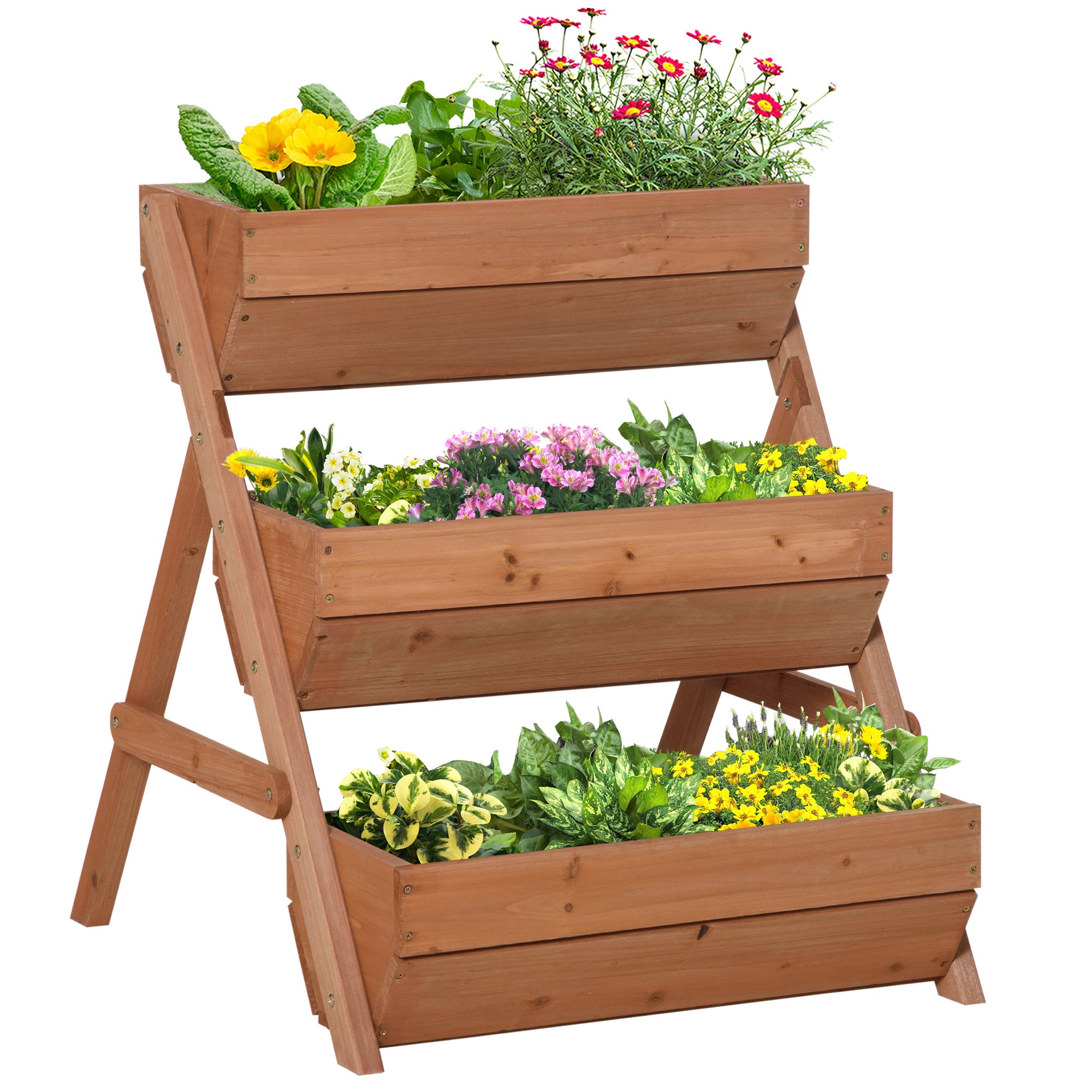MCL Tier Raised Garden Bed Wooden Elevated Planter Box Kit, L for Flower, Vegetable, Herb, xx, Brown