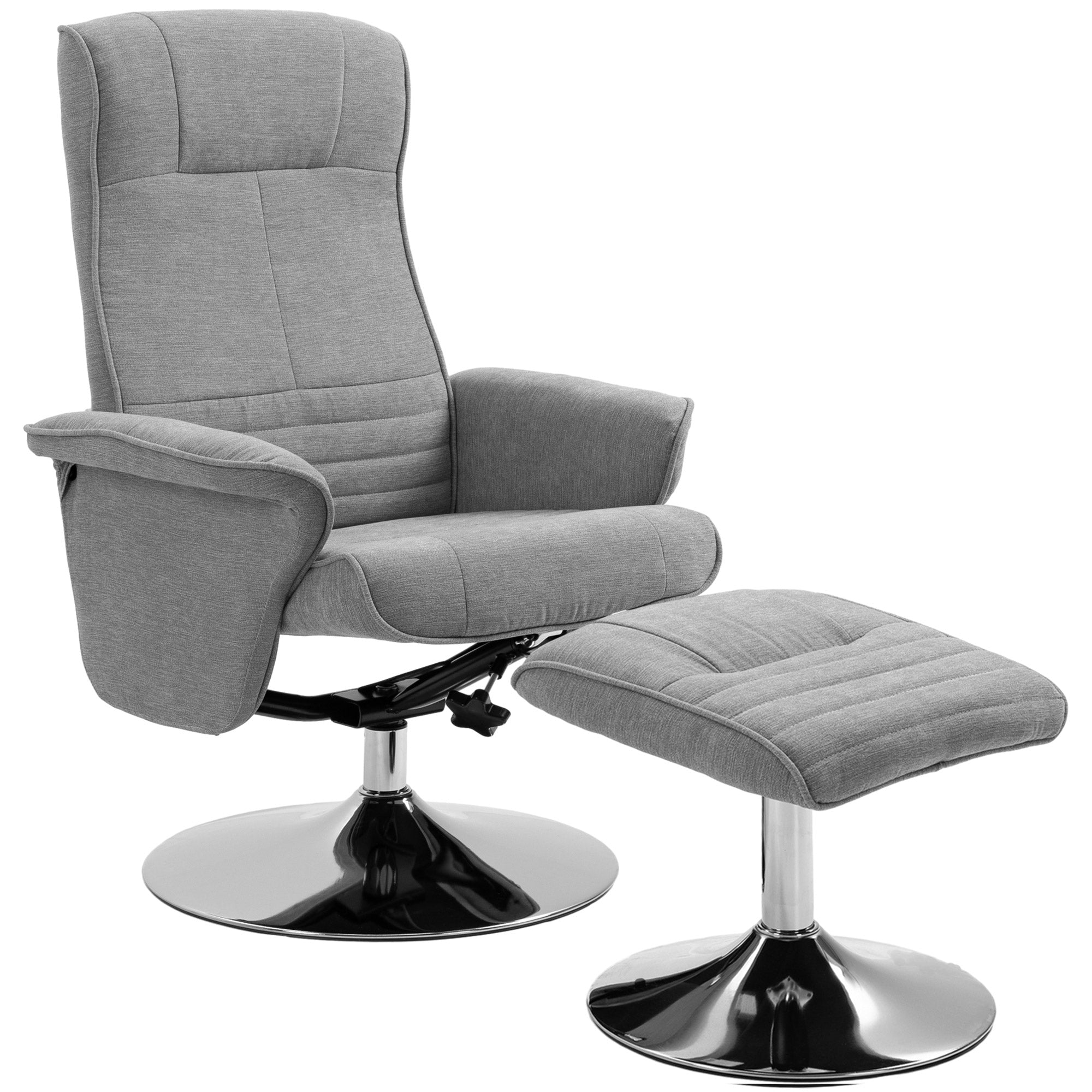 HOMCOM Swivel Recliner Chair with Footstool, Velvet Recliner Armchair with Ottoman, Steel Base, Upholstered Reclining Chair for Living Room, Bedroom