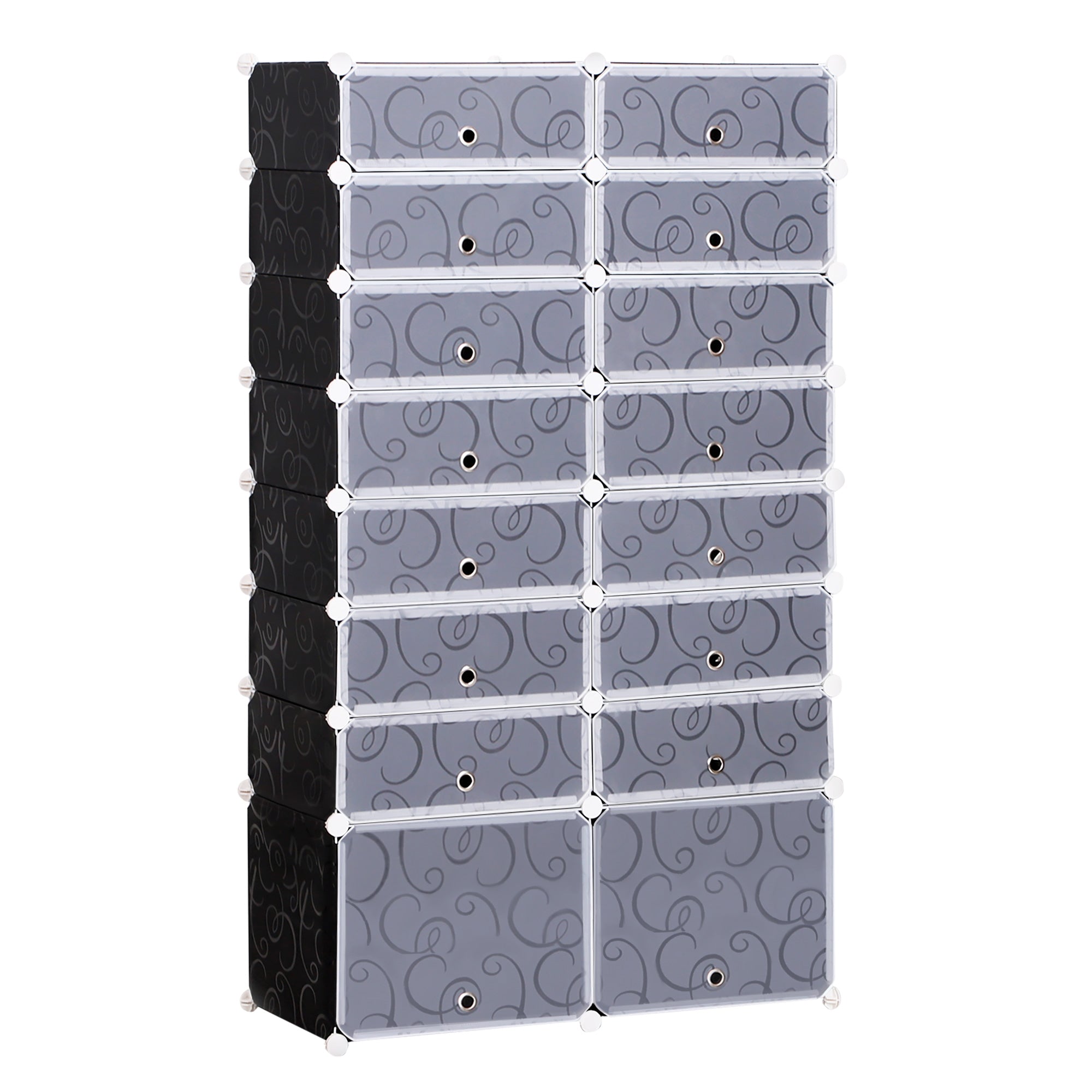 MCL Cube Shoe Rack, x Tier Shoe Storage Cabinet, Modular Plastic Shelves for Bedroom, Living Room and Entryway, Space Saving Footwear