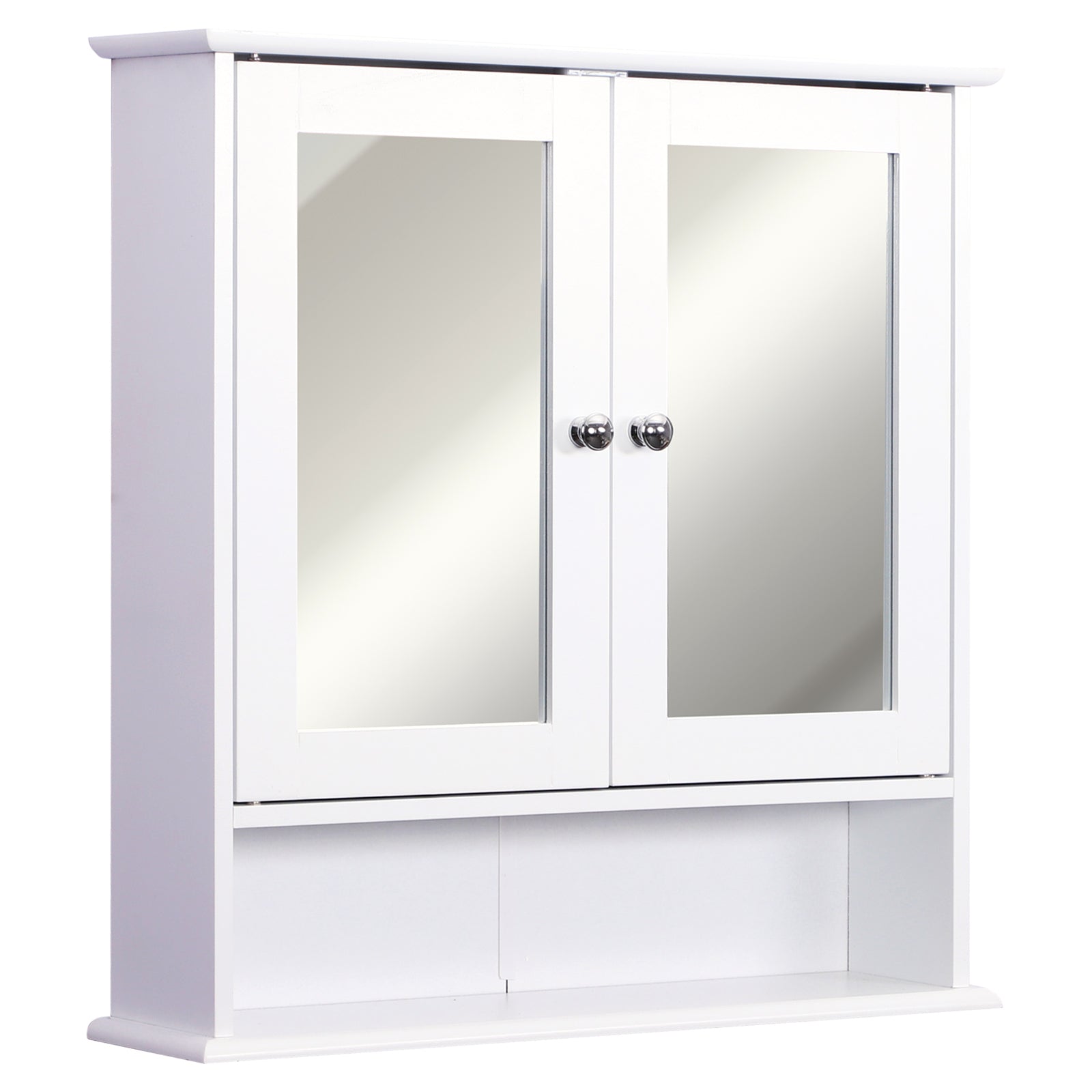 MCL Wall-mounted Bathroom Cabinet Mirror Door Organiser Storage Shelves Living Room White