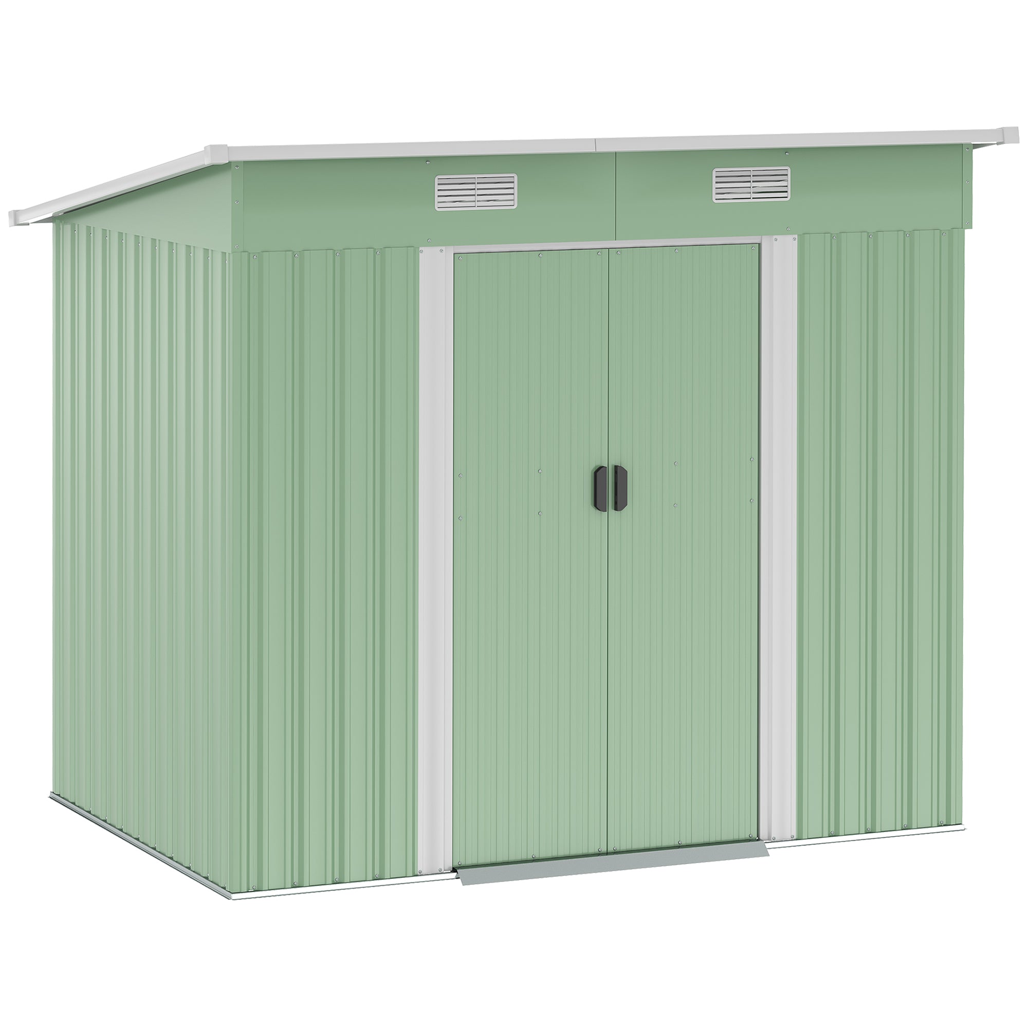 MCL x ft Outdoor Garden Metal Storage Shed, Tool Storage Box for Backyard, Patio and Lawn, Light Green