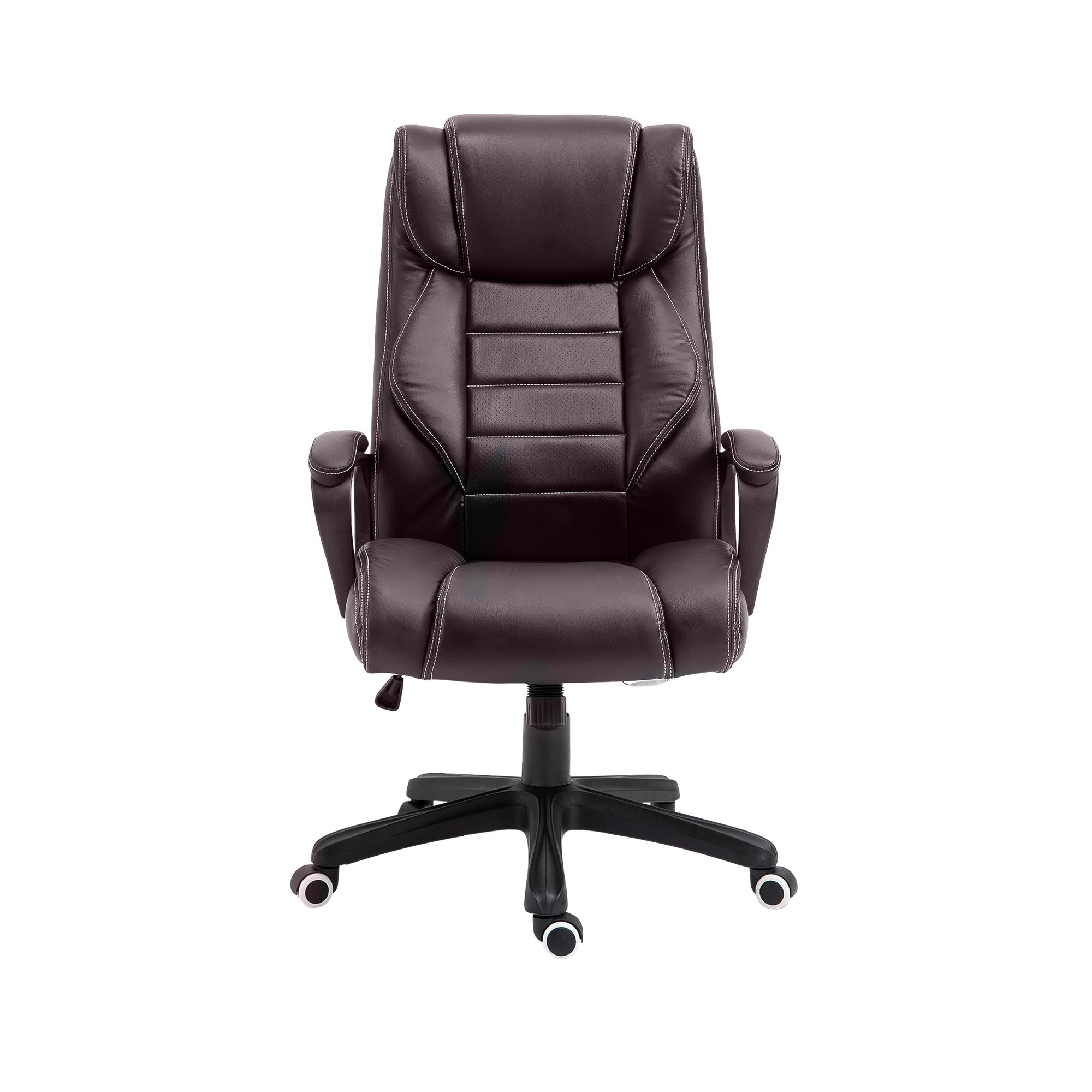MCL Office Chair with -Point Maaage, PU Desk Chair with Padded Seat and Armrest, Computer Chair with Tilt Function for Home, Brown