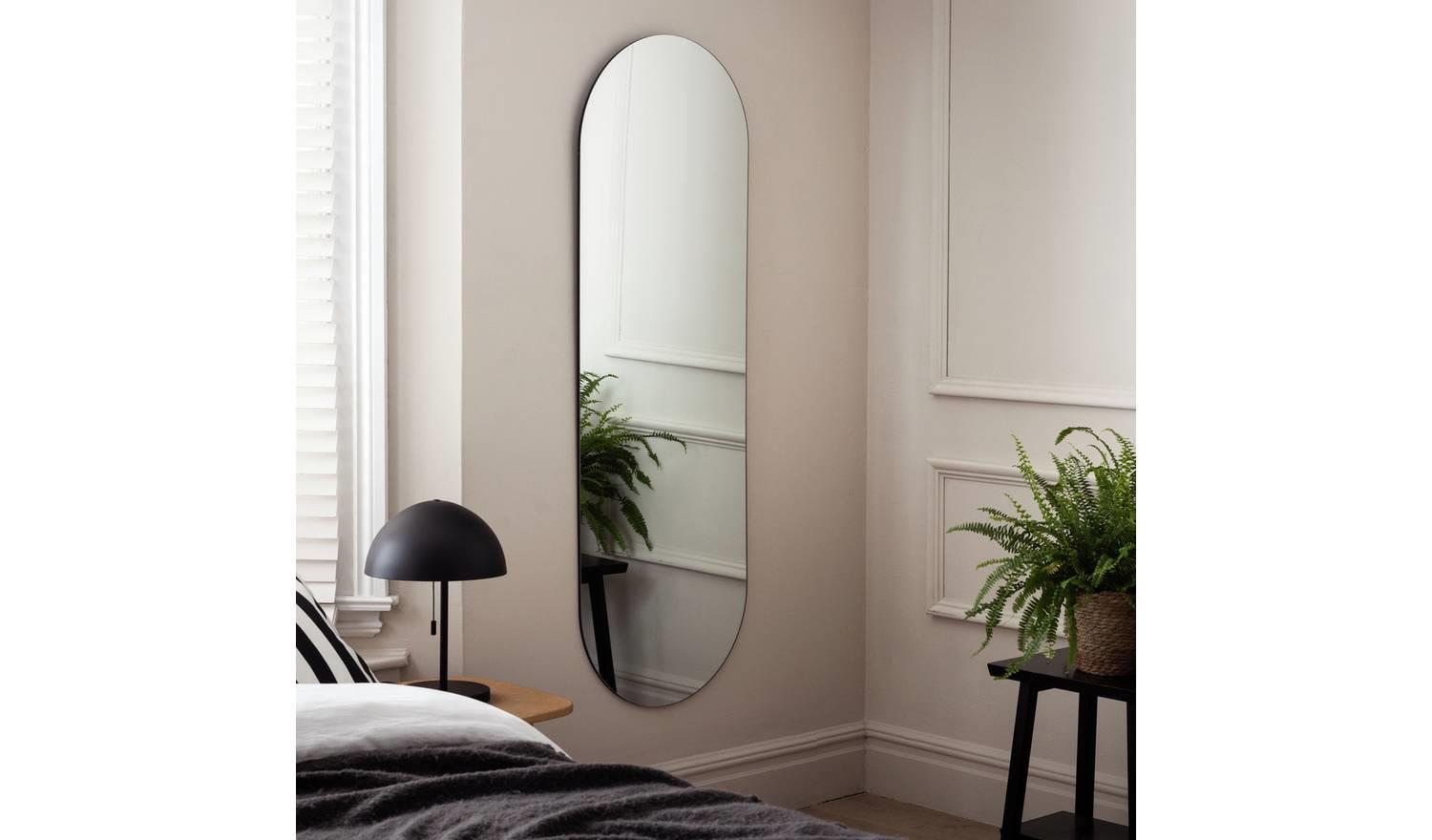 Black Frameless Oval Wall Mirror x For Bedroom Hallway Decor
