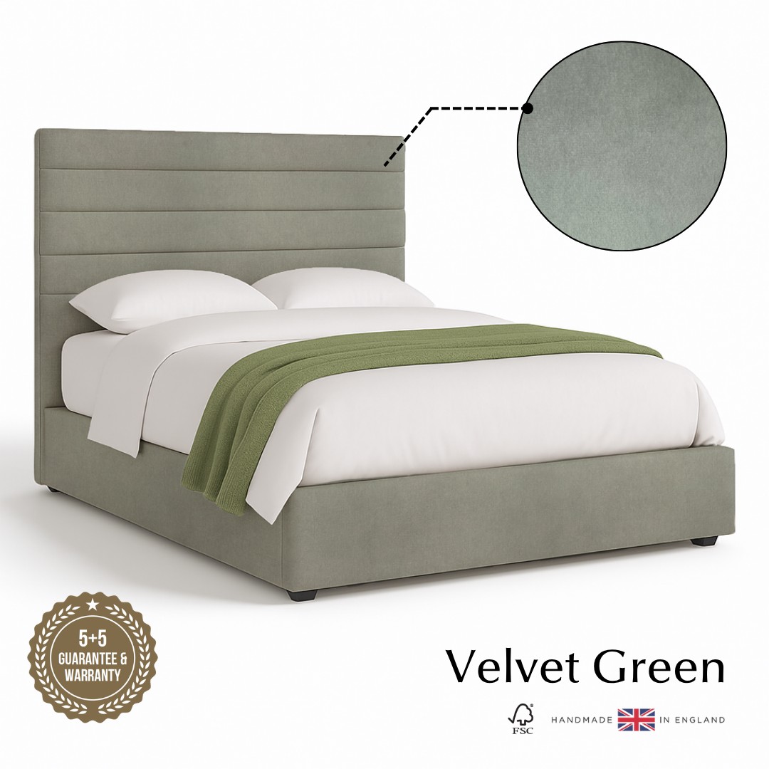 Ossa Divan Bed with Drawers - Single Velvet Green