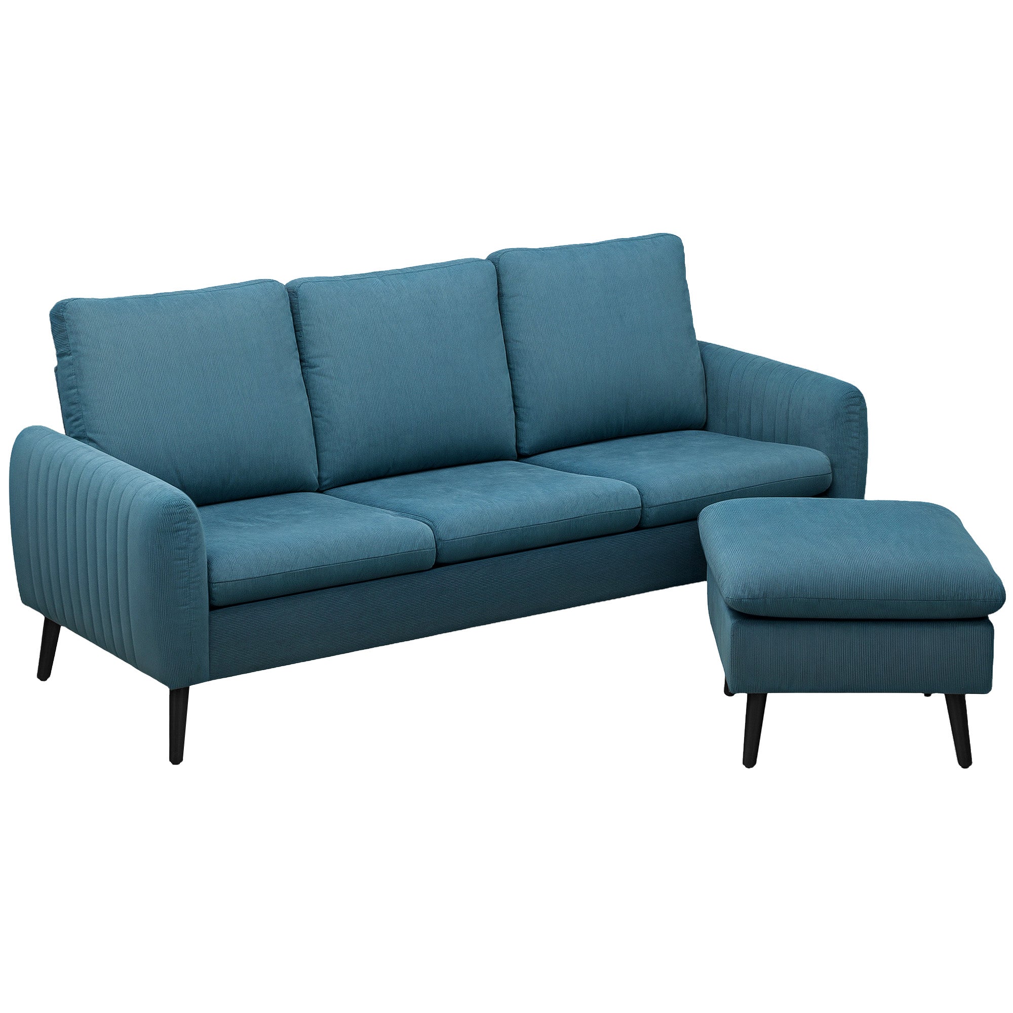 HOMCOM Seater Corner Sofa Couch Settee with Chaise Lounge, Blue