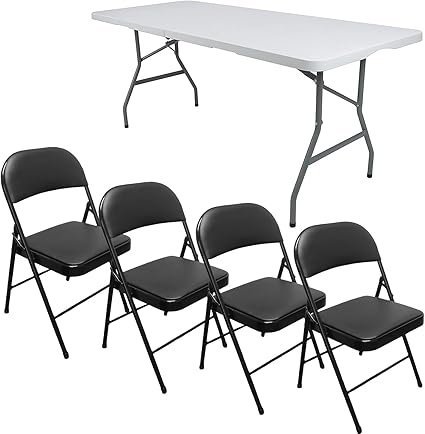 Pack of & Folding Chairs + ft Folding Table Set - Chairs + Table